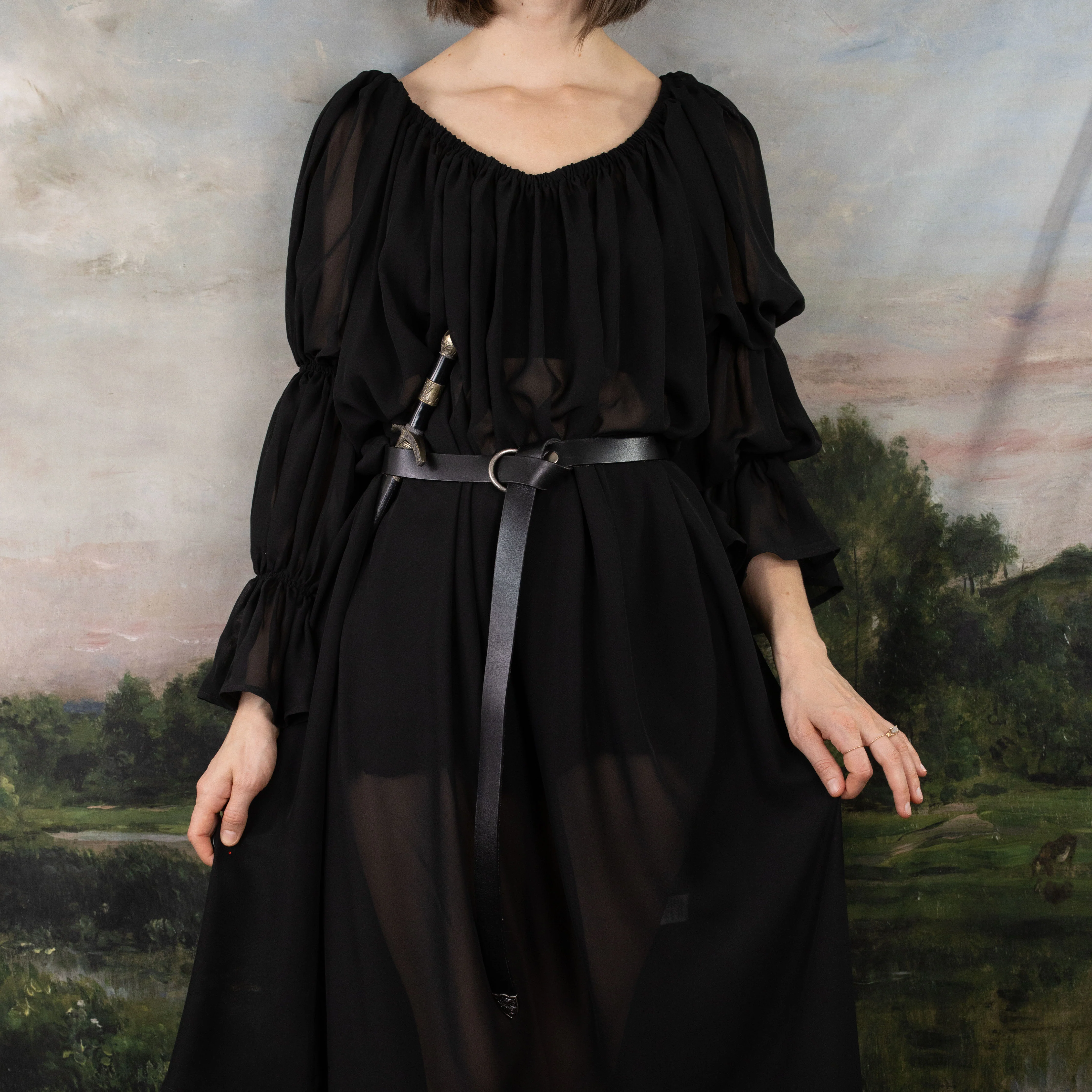 Black Chiffon Long Sleeve Chemise - Image 9