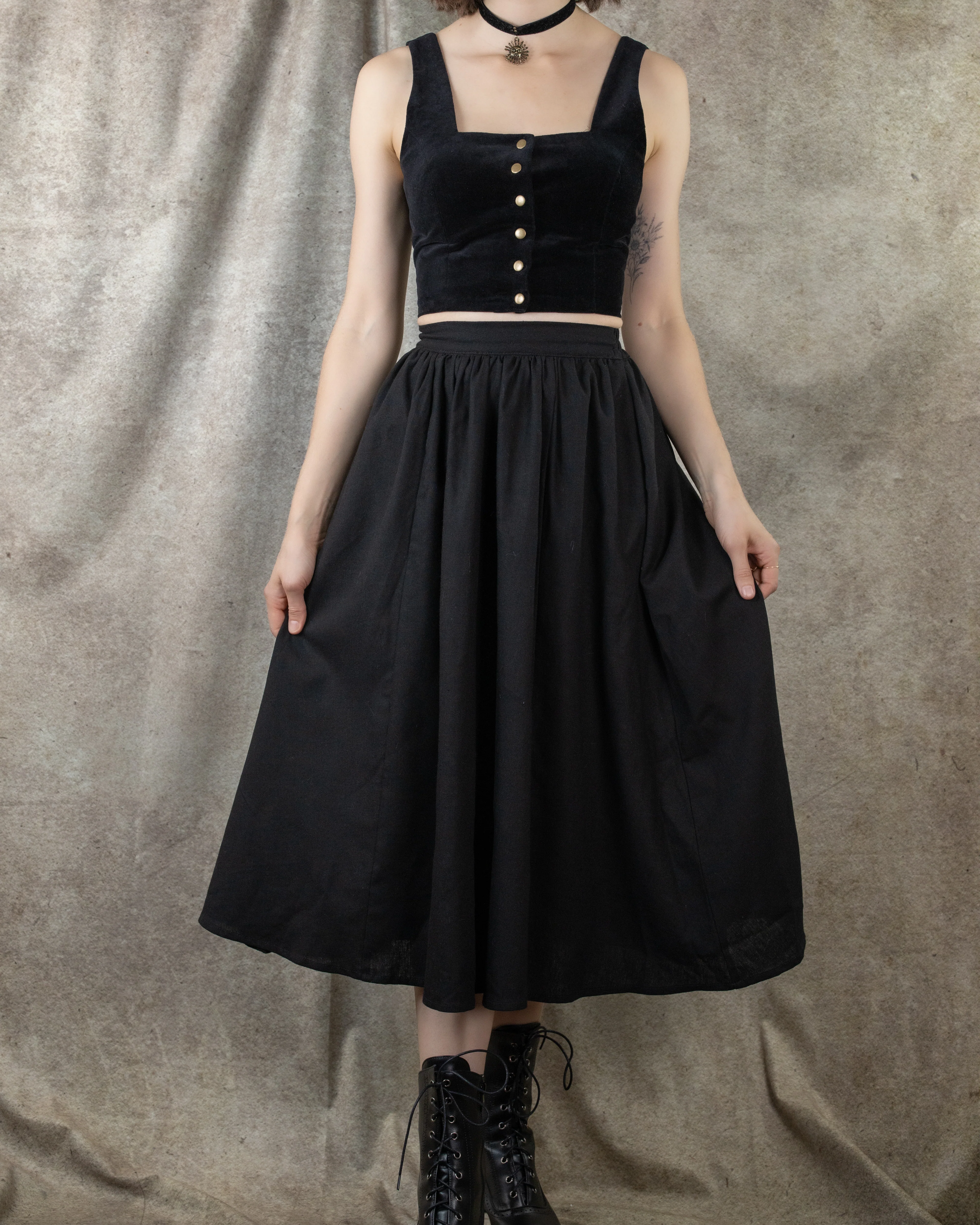 Black Linen Midi Skirt - Image 5