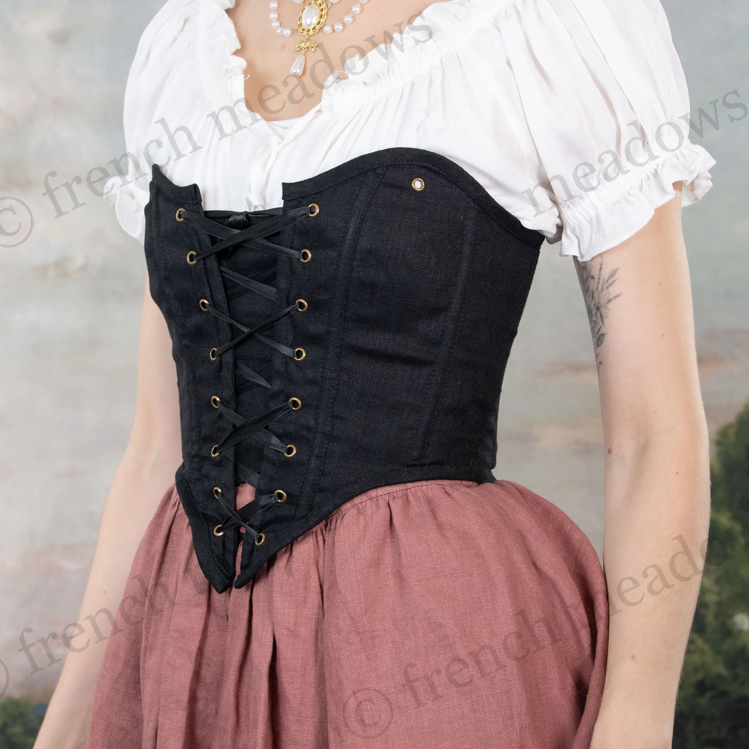 Black Cotton Corset - Image 10