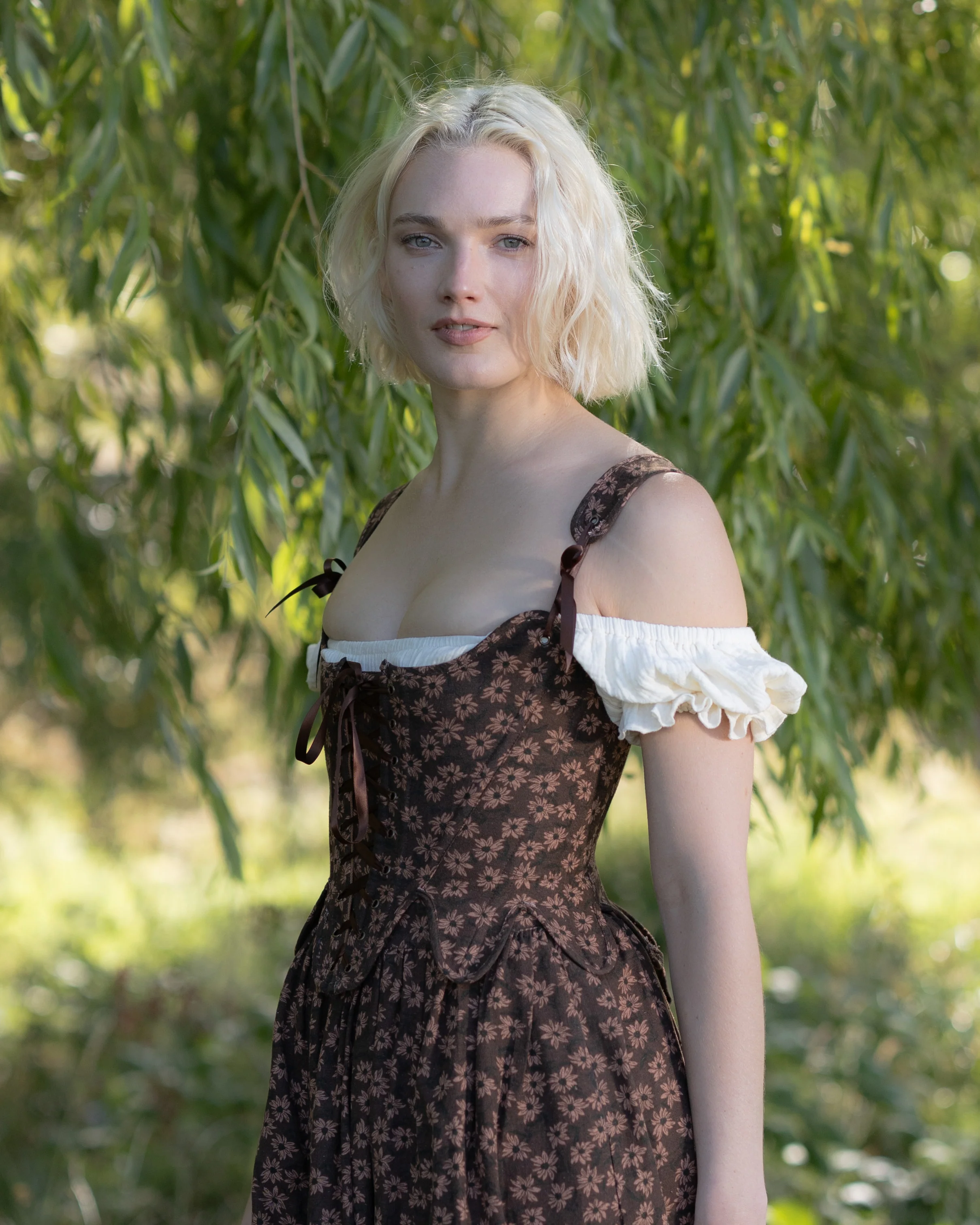 Brown Ditsy Floral 18th Century Stays - Image 3