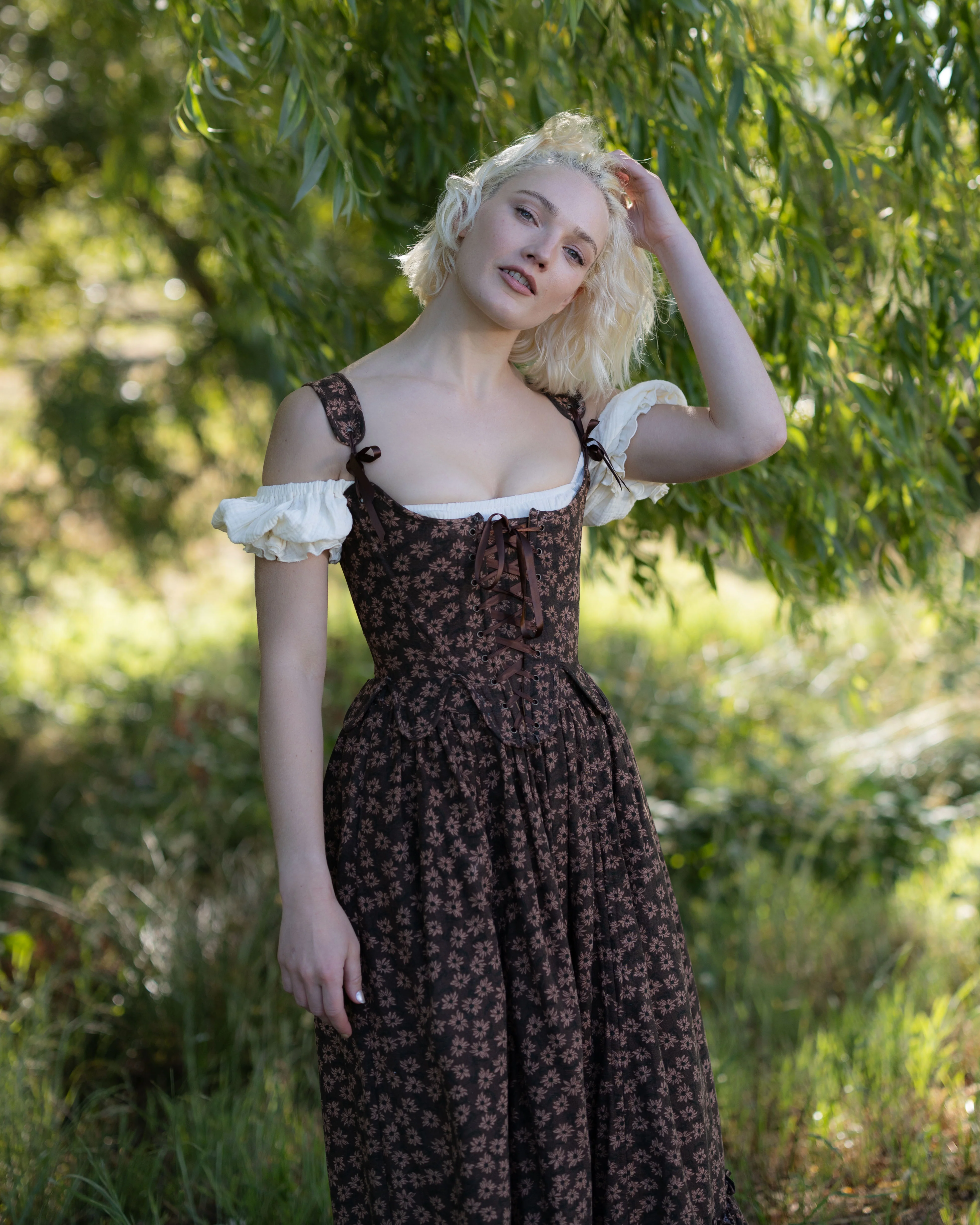 Brown Ditsy Floral 18th Century Stays - Image 4