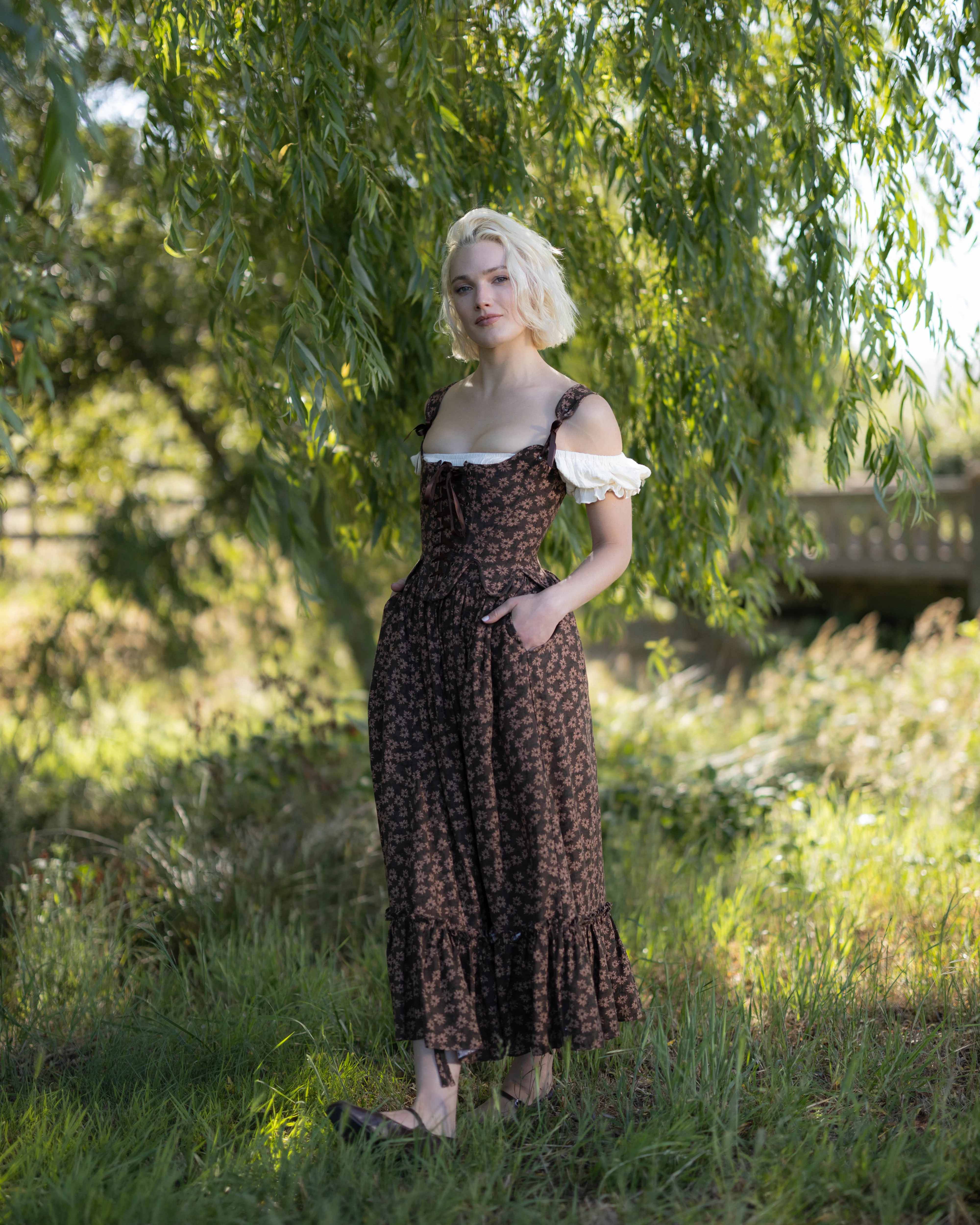 Brown Ditsy Floral 18th Century Stays - Image 5