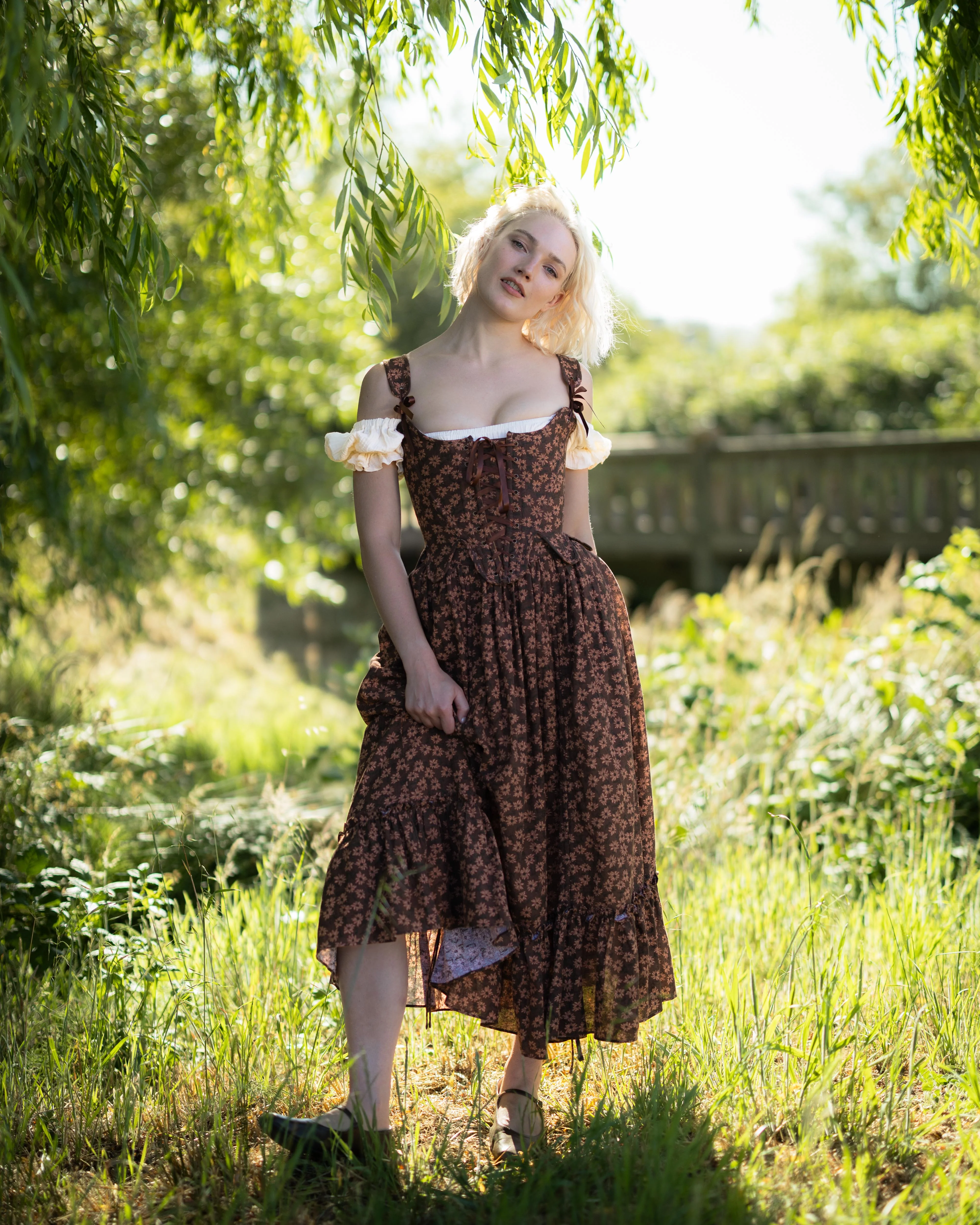 Brown Ditsy Floral 18th Century Stays - Image 9