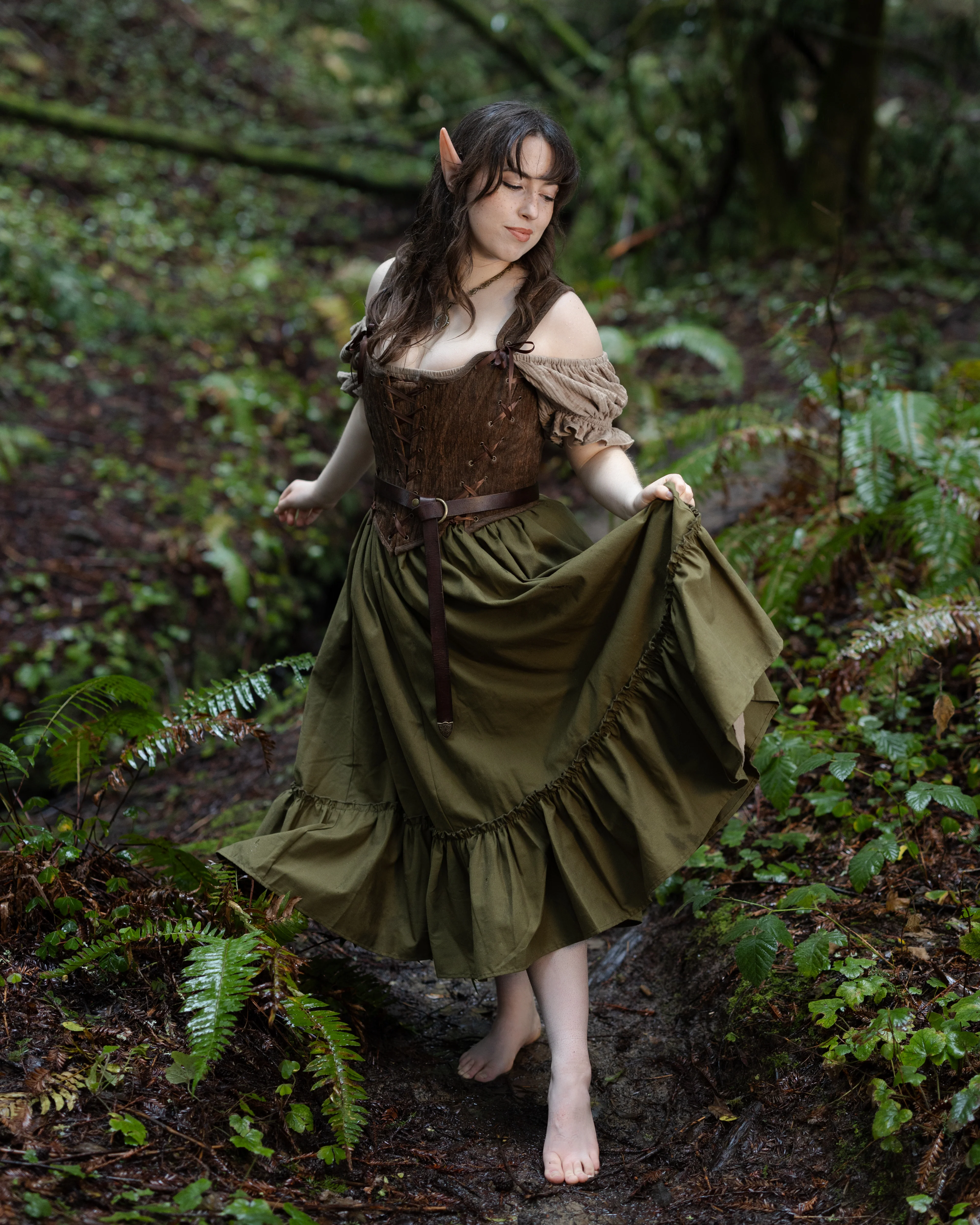 Olive Green Linen Midi Skirt - Image 5