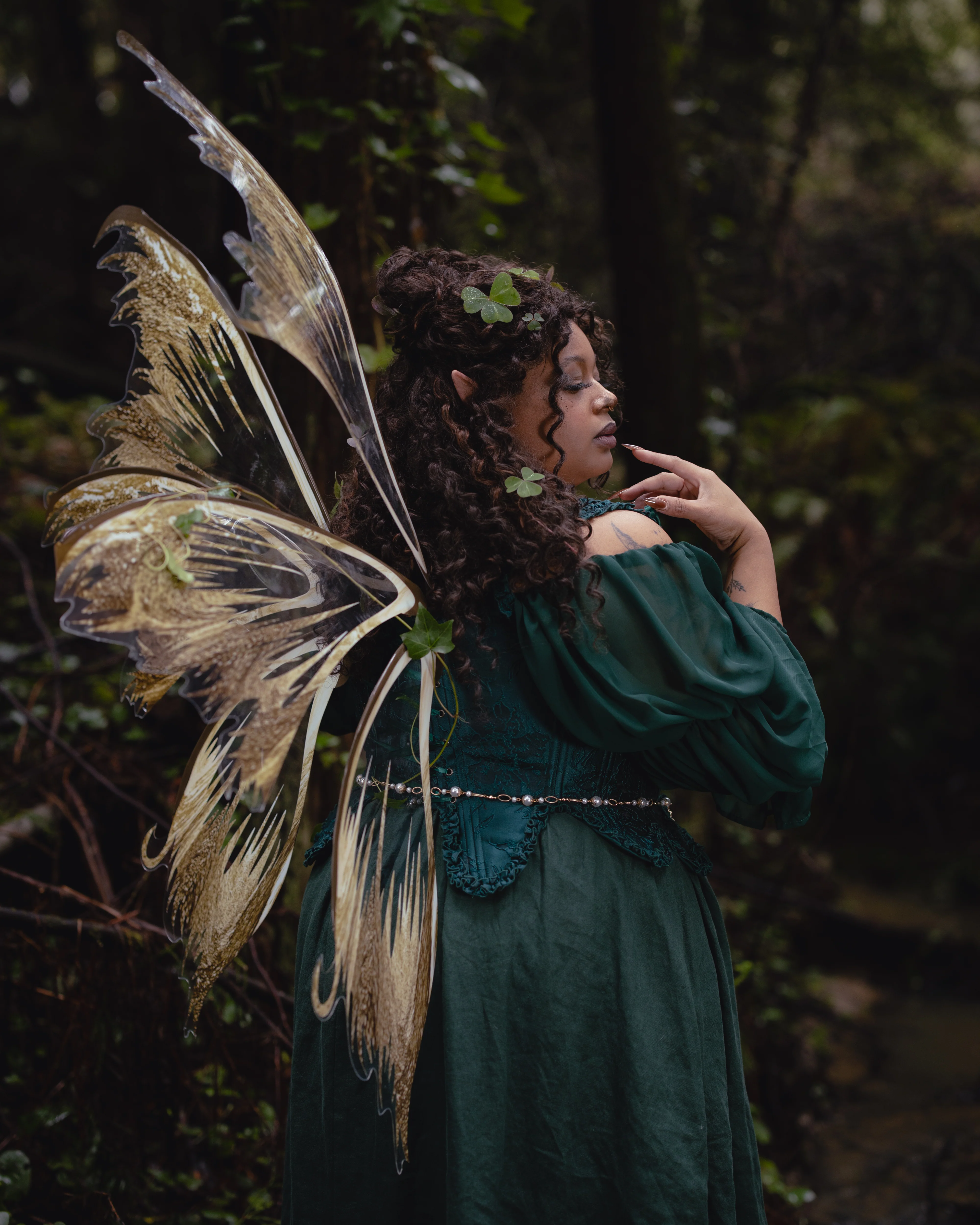 Dark Green Floral Jacquard 18th Century Stays - Image 13