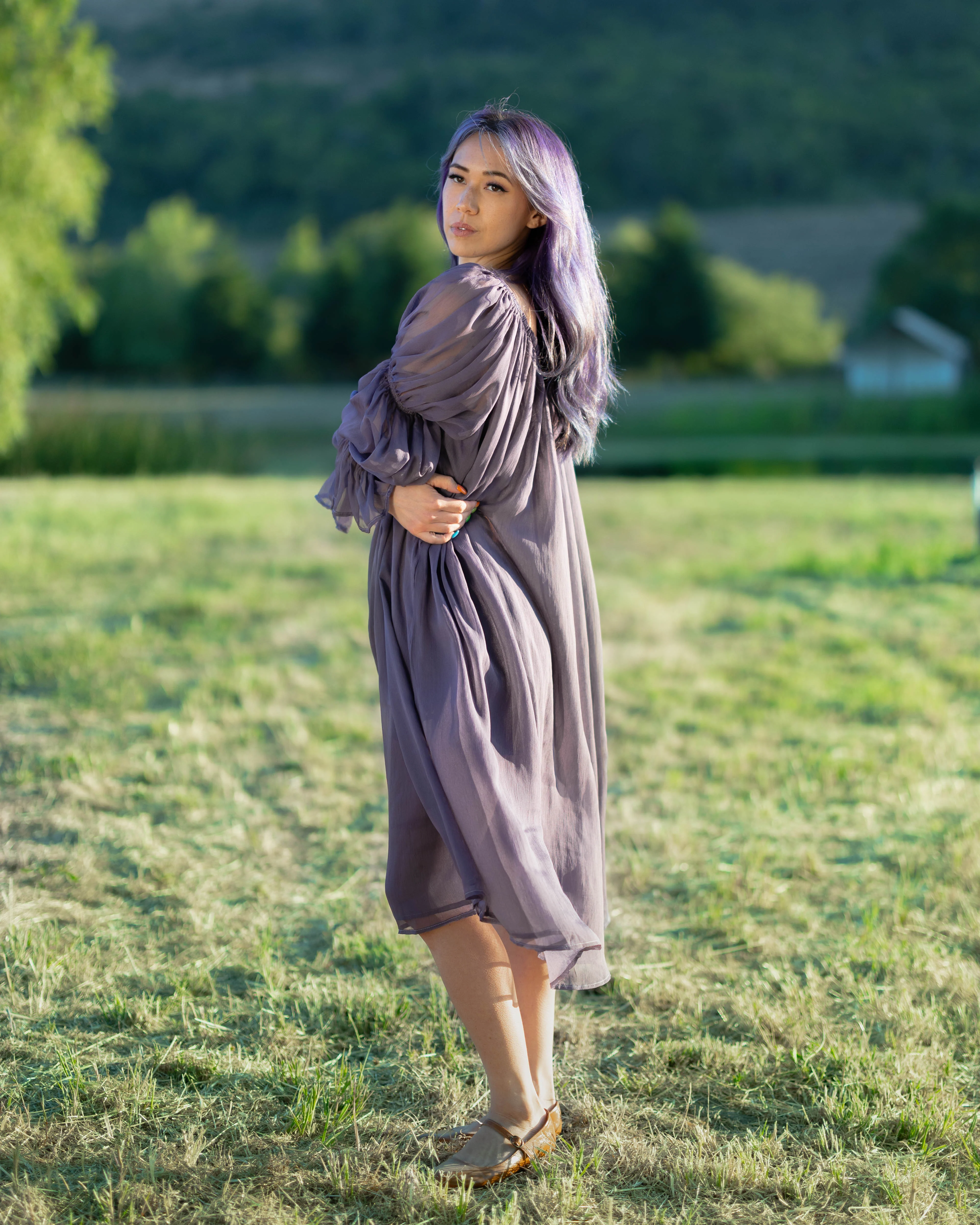 Dark Purple Chiffon Chemise - Image 8