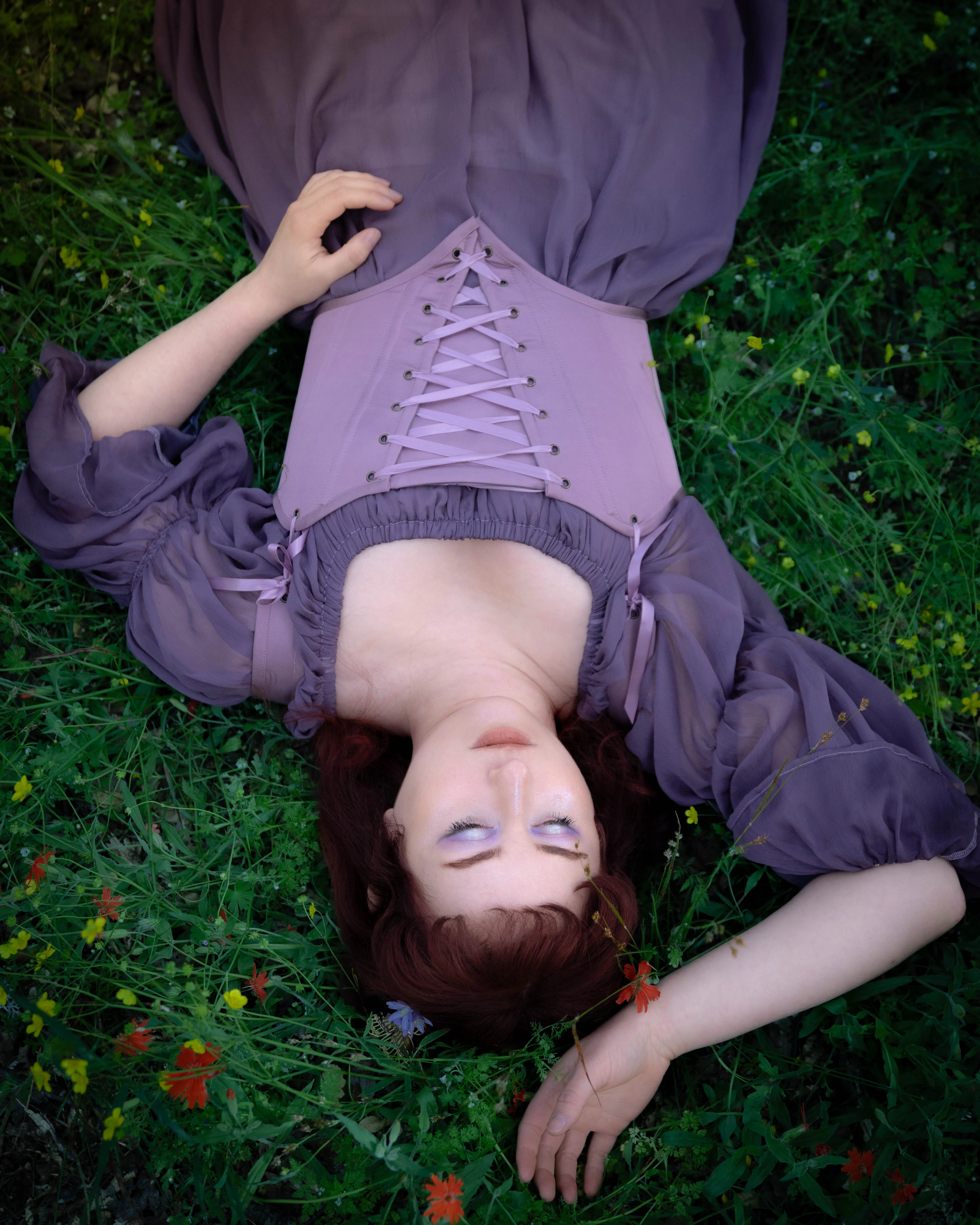 Purple Dusk Satin Corset - Image 4