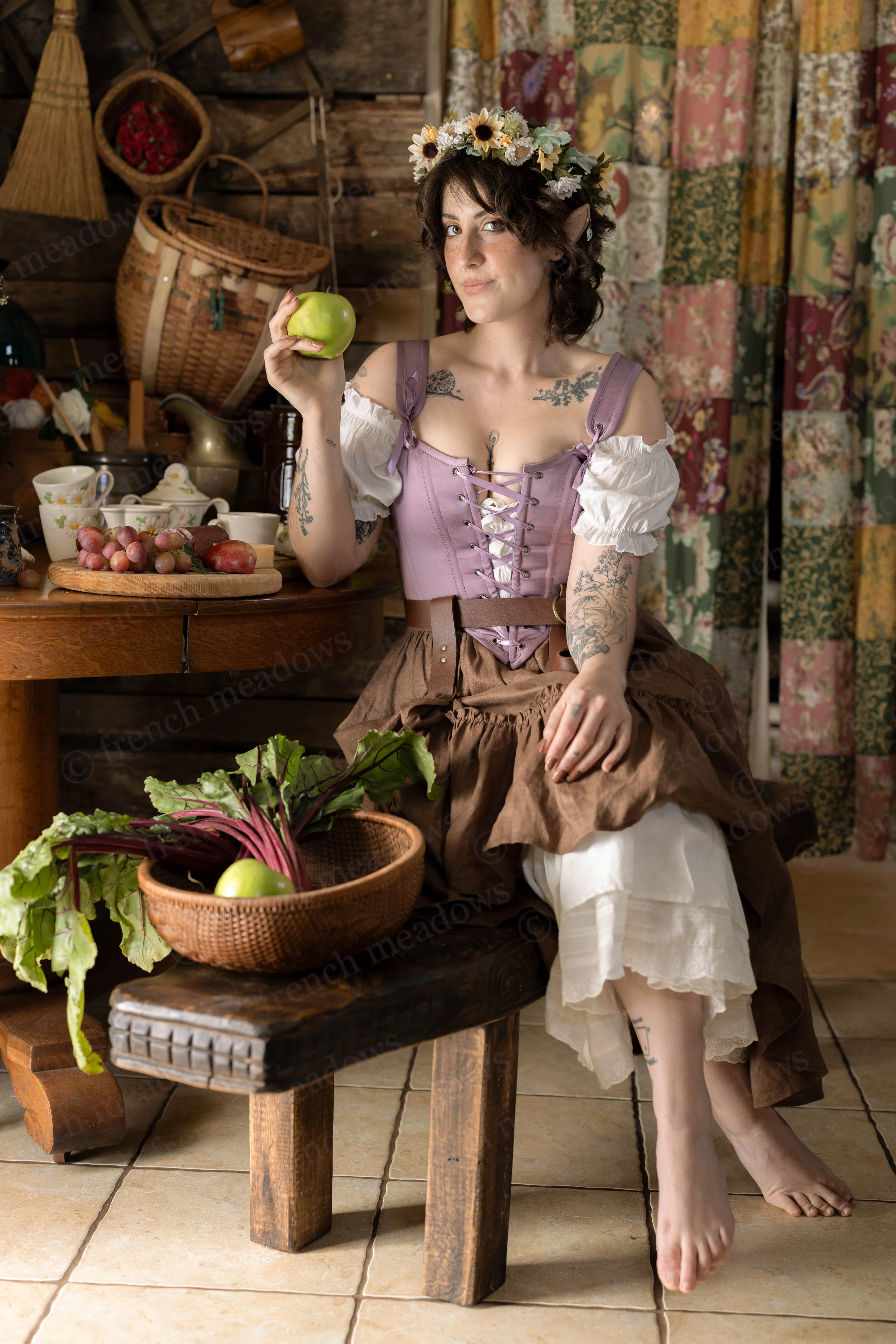 Purple Dusk Satin Corset - Image 6