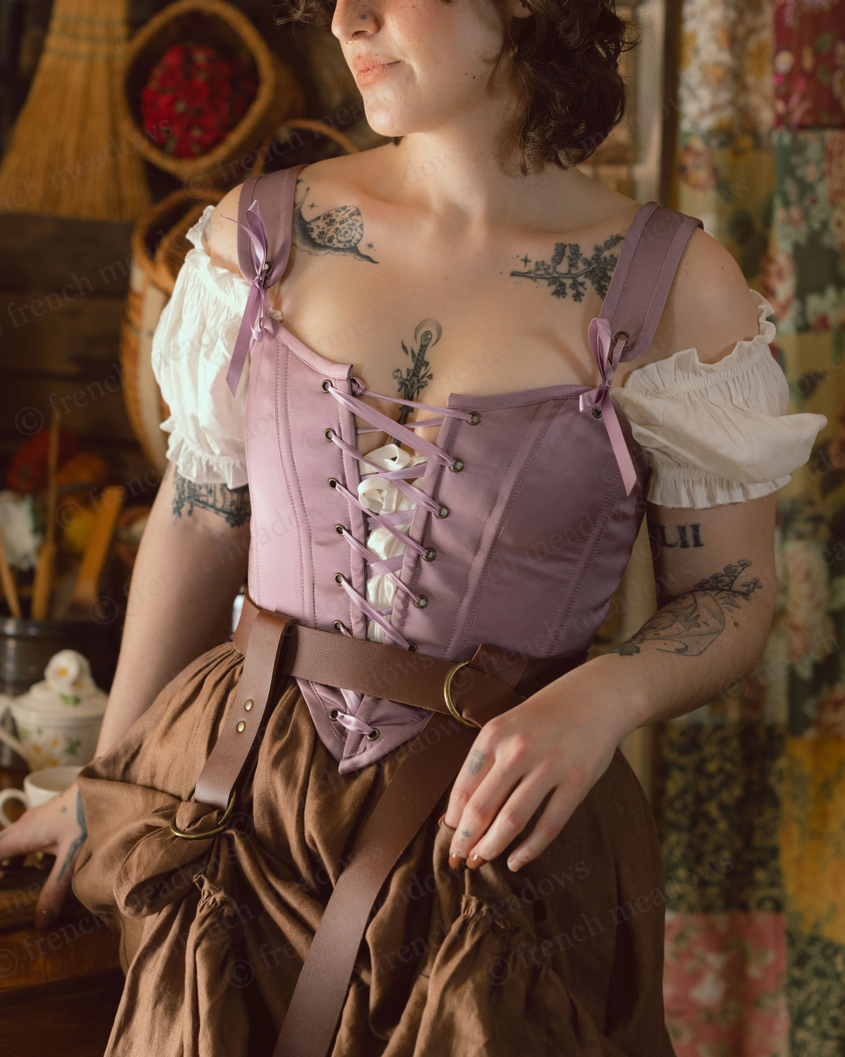 Purple Dusk Satin Corset - Image 7