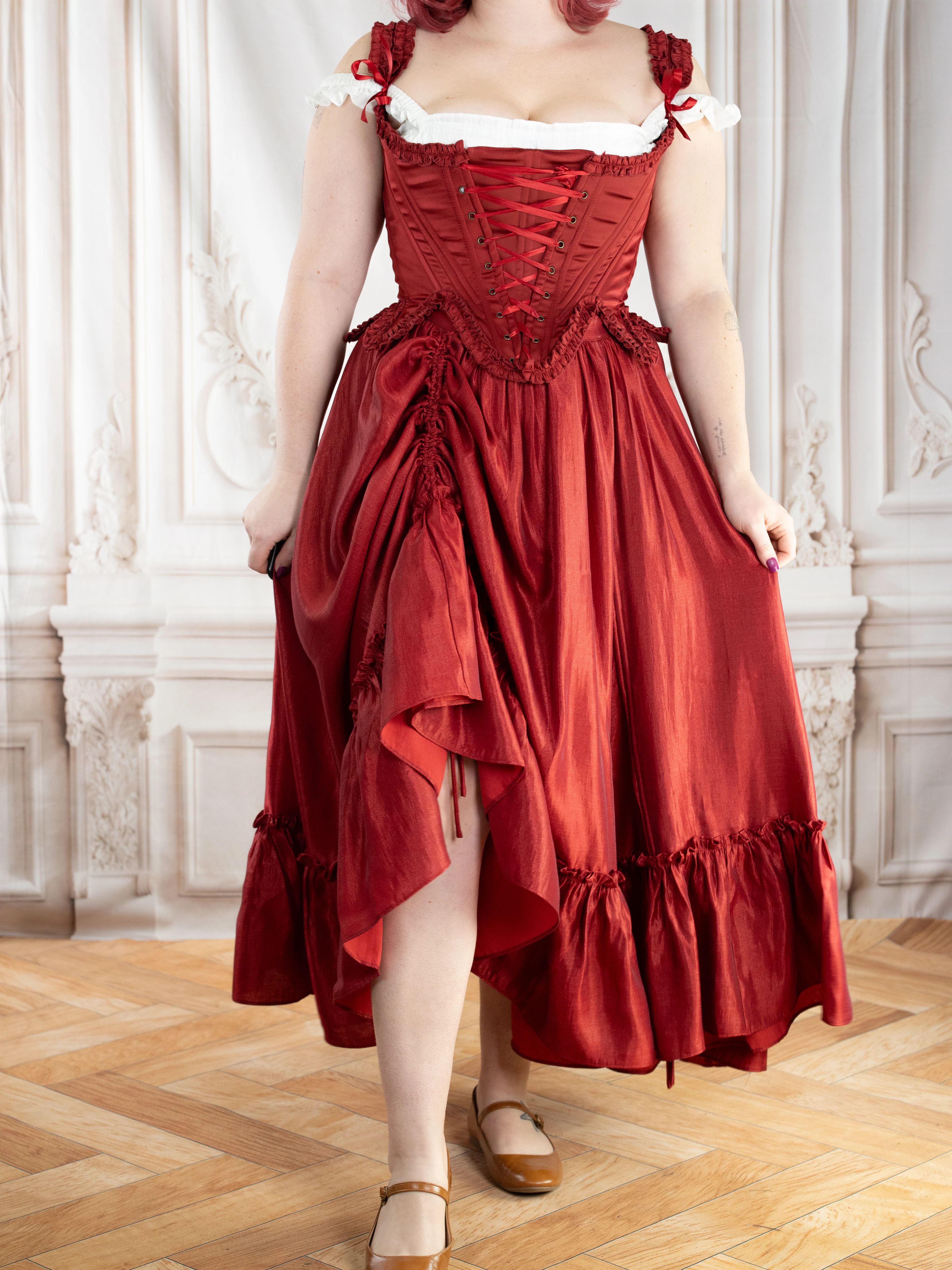 Dark Red Ruffle Skirt - Image 13