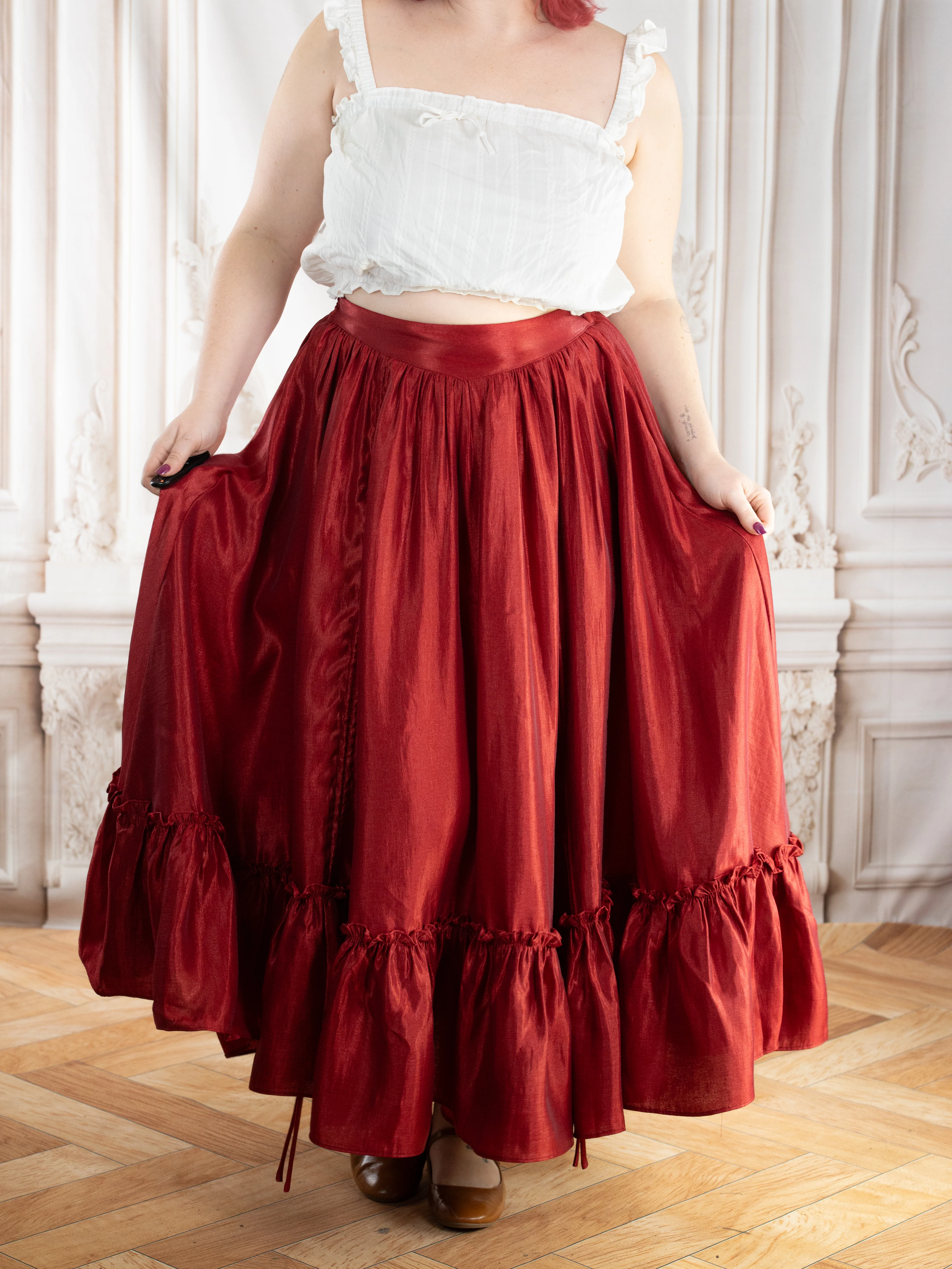 Dark Red Ruffle Skirt - Image 14