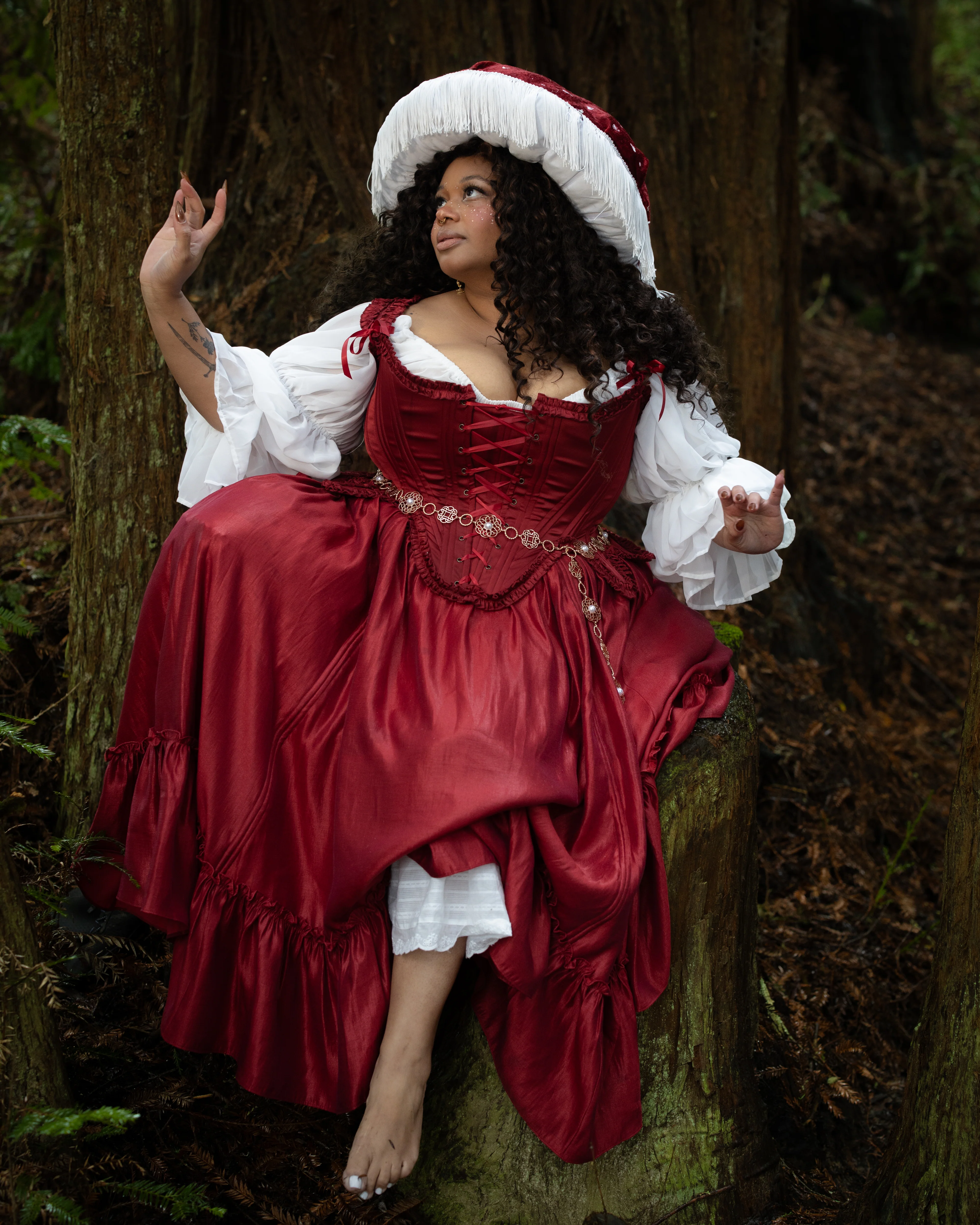 Dark Red Ruffle Skirt - Image 4