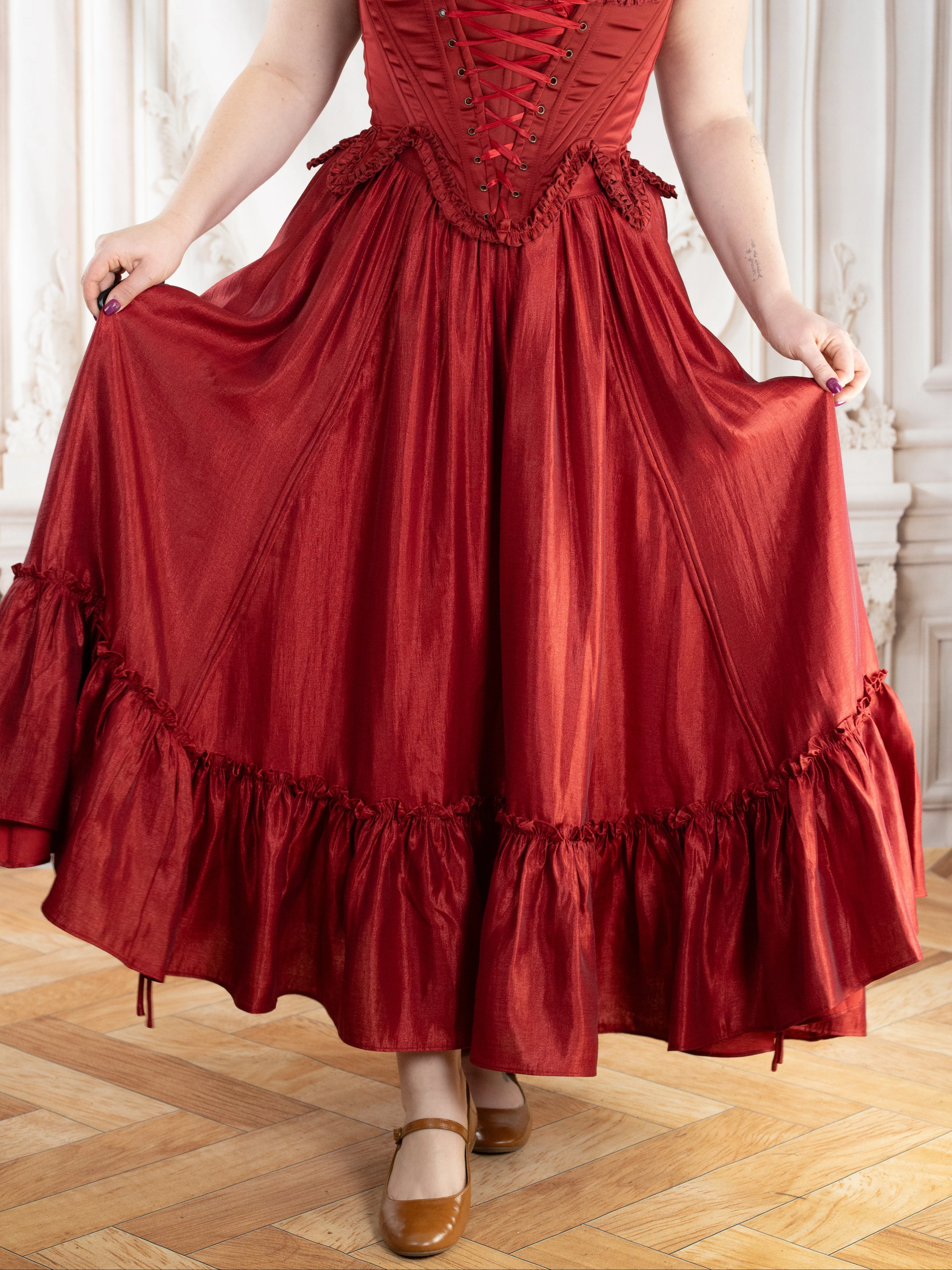 Dark Red Ruffle Skirt - Image 7