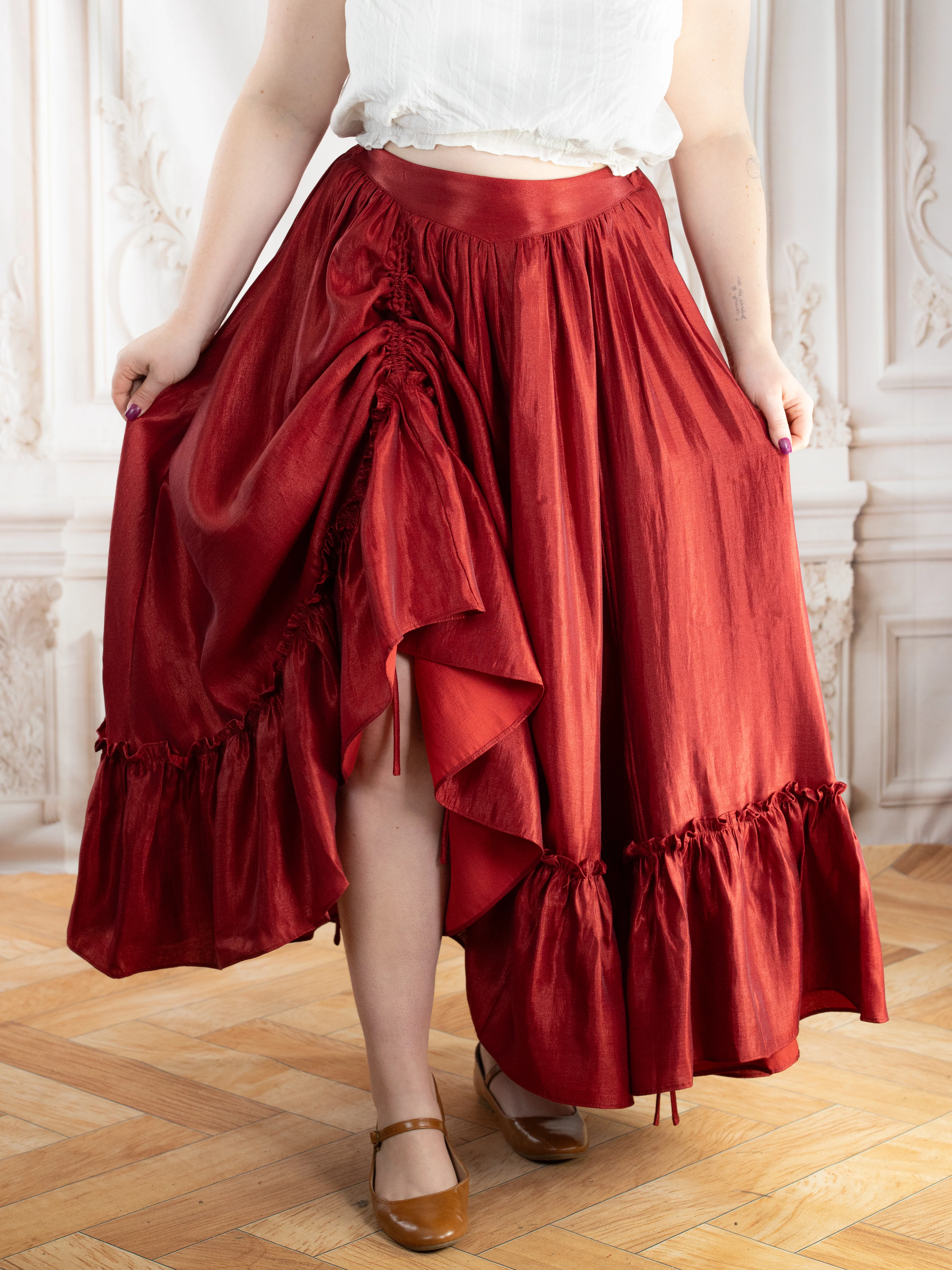 Dark Red Ruffle Skirt - Image 8