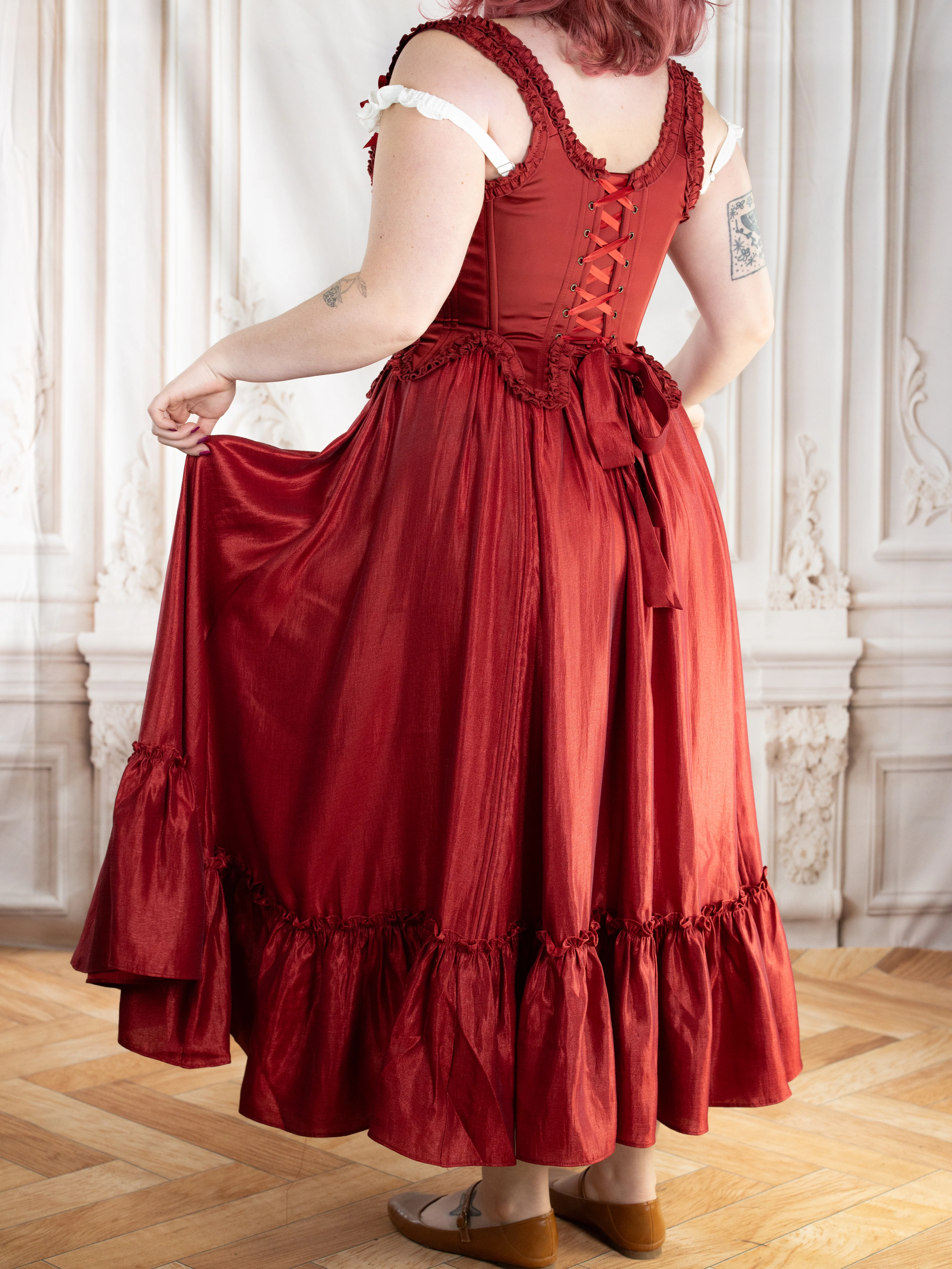 Dark Red Ruffle Skirt - Image 9