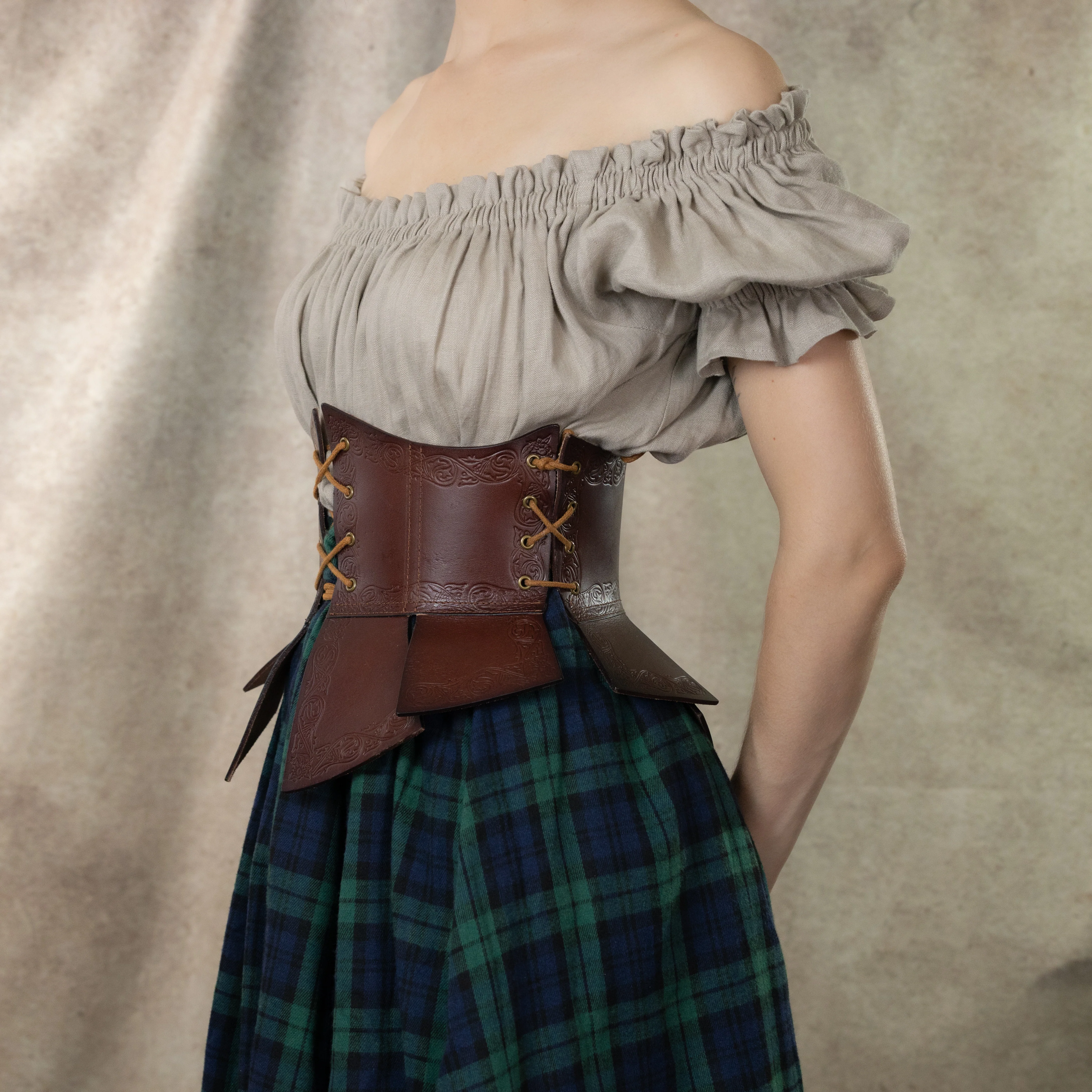 Debossed Leather Underbust Corset - Image 10