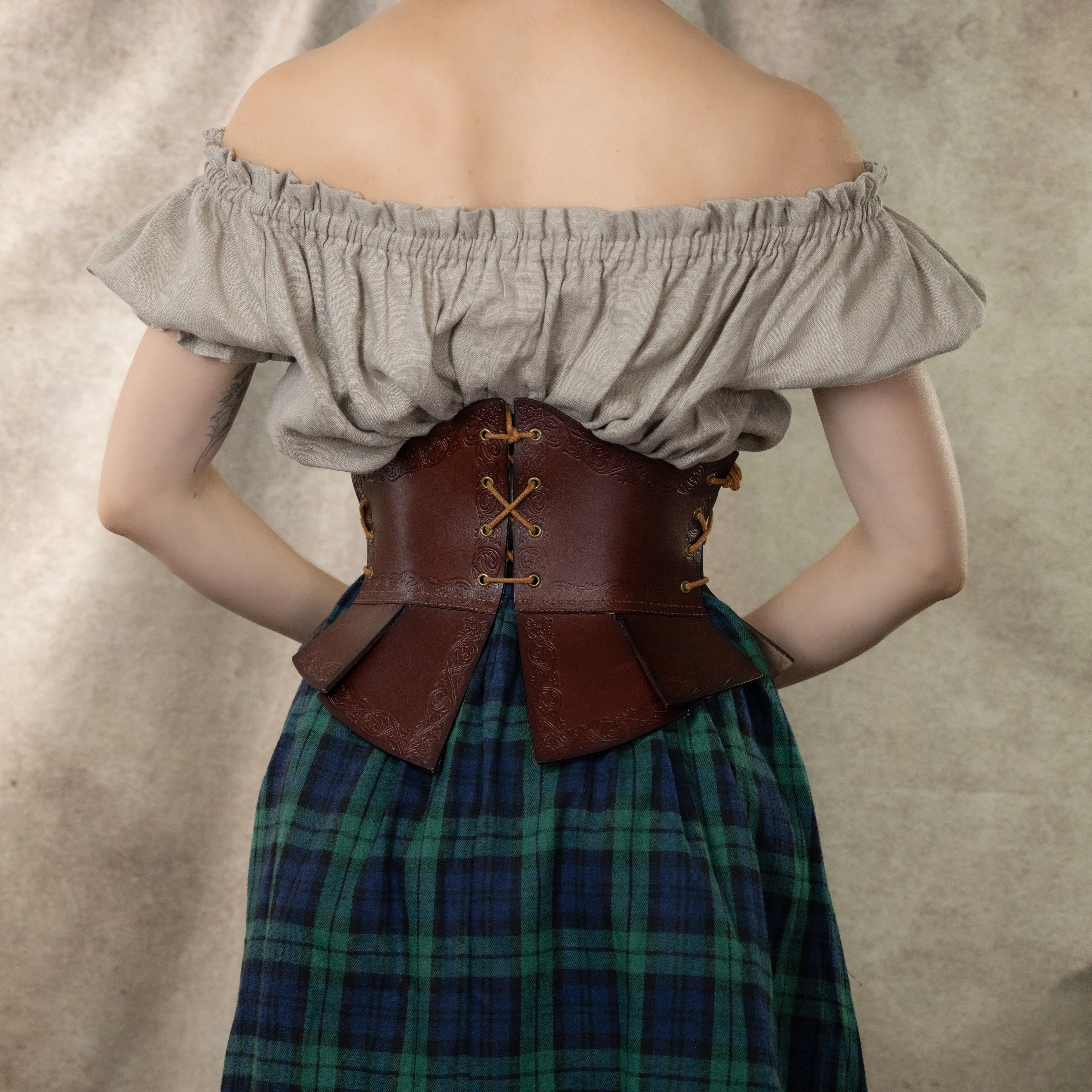 Debossed Leather Underbust Corset - Image 11