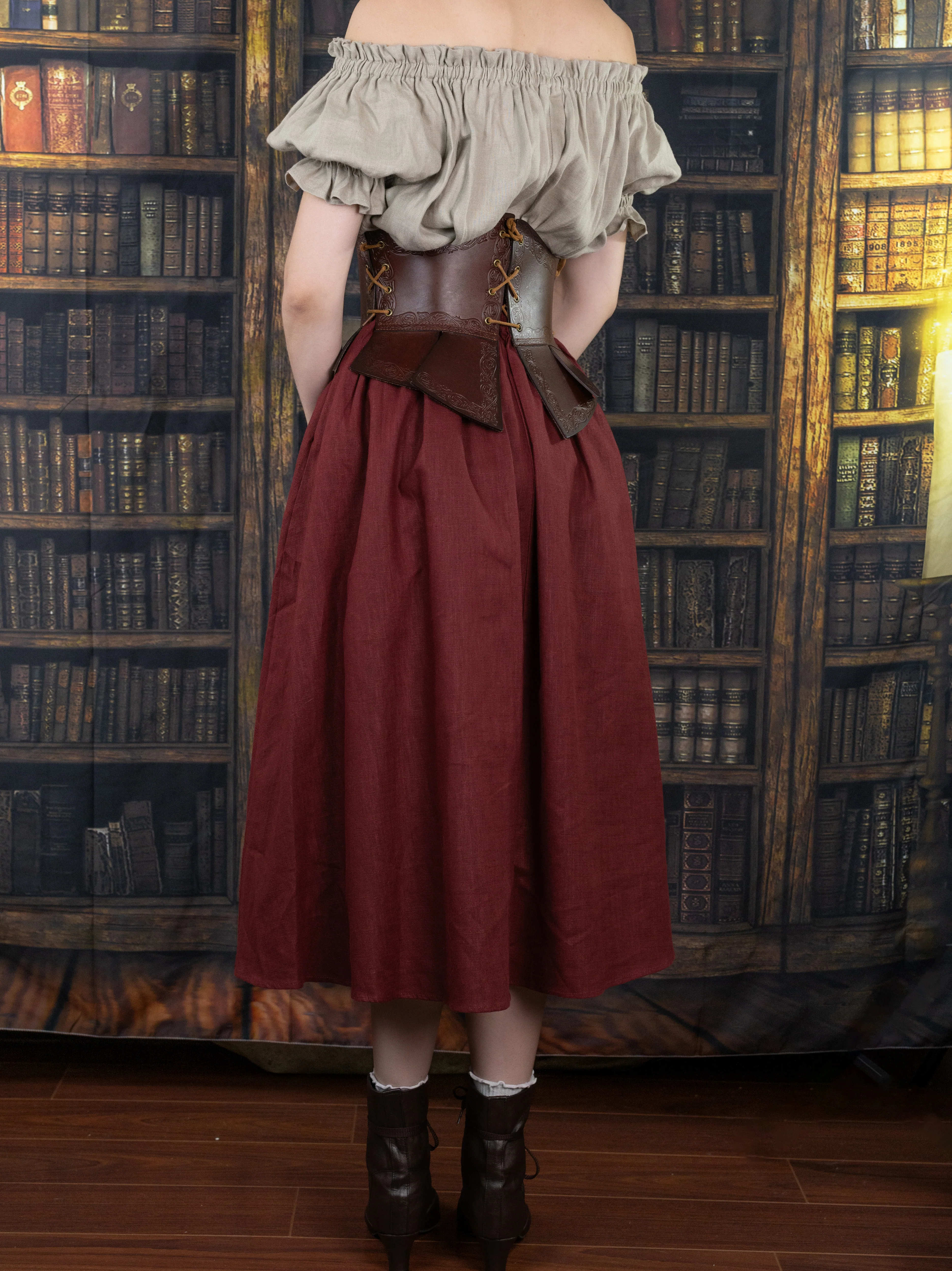 Debossed Leather Underbust Corset - Image 14