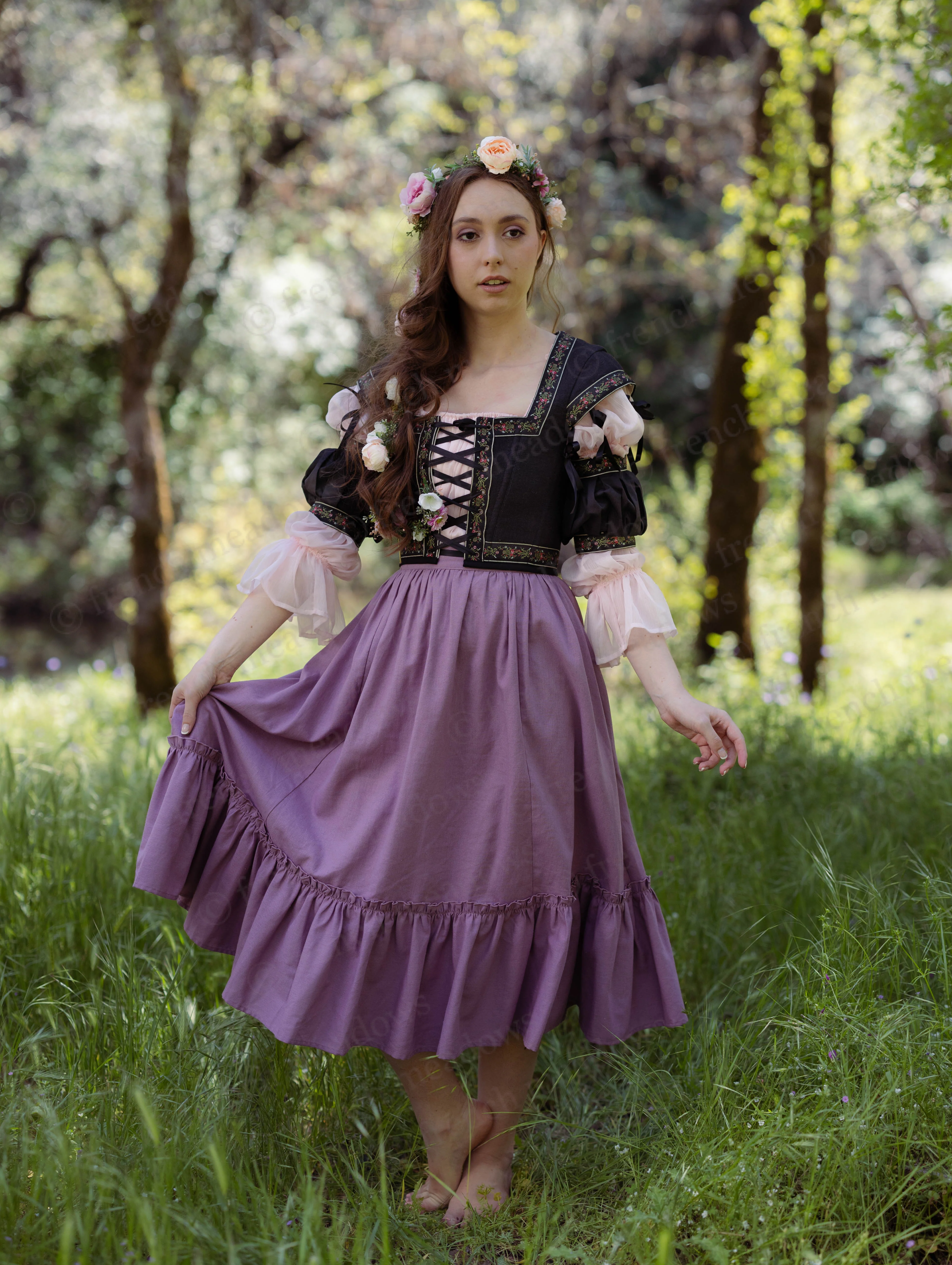 Mauve Linen Ruffle Skirt - Image 6