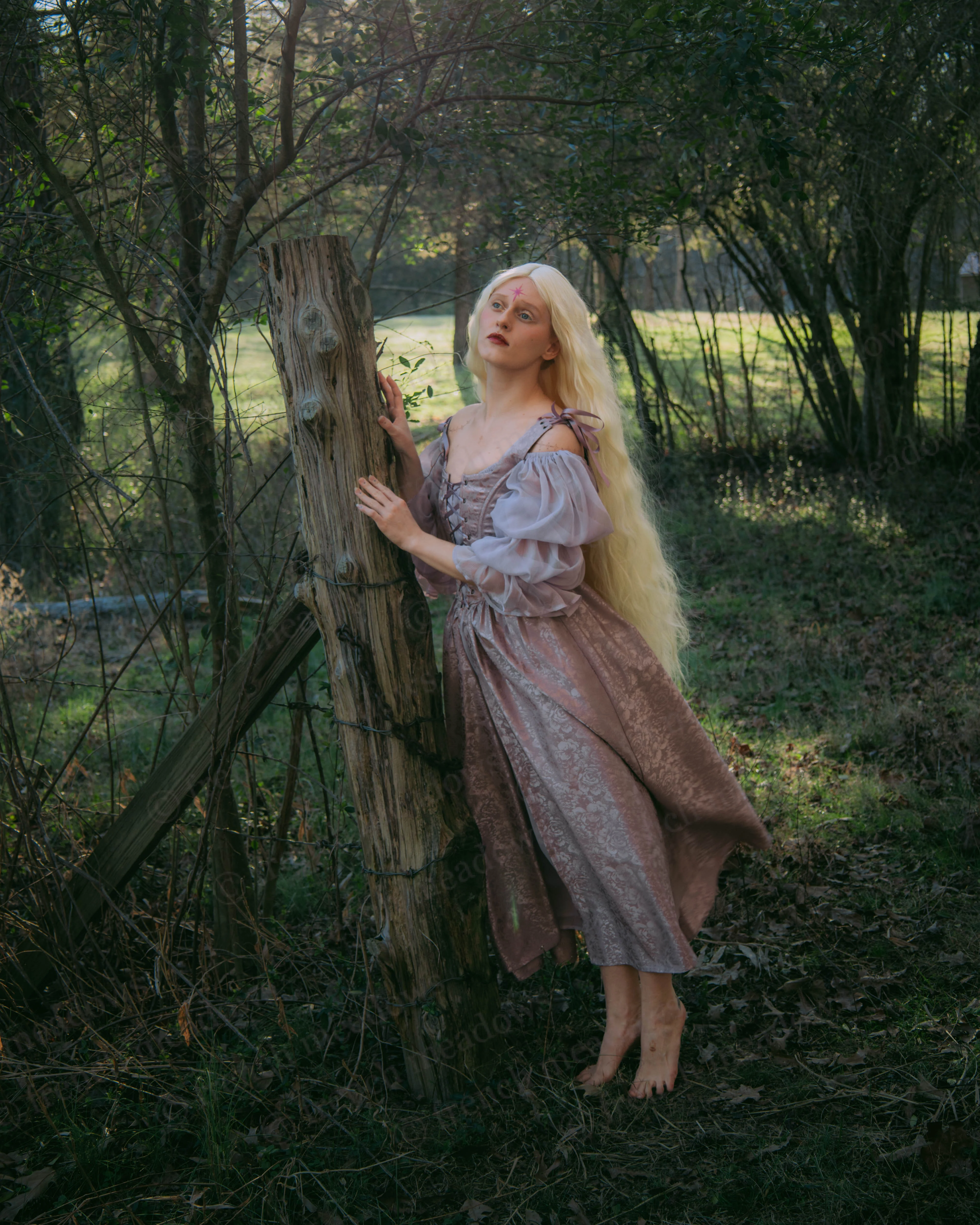 Lavender Floral Satin Corset Dress - Image 14