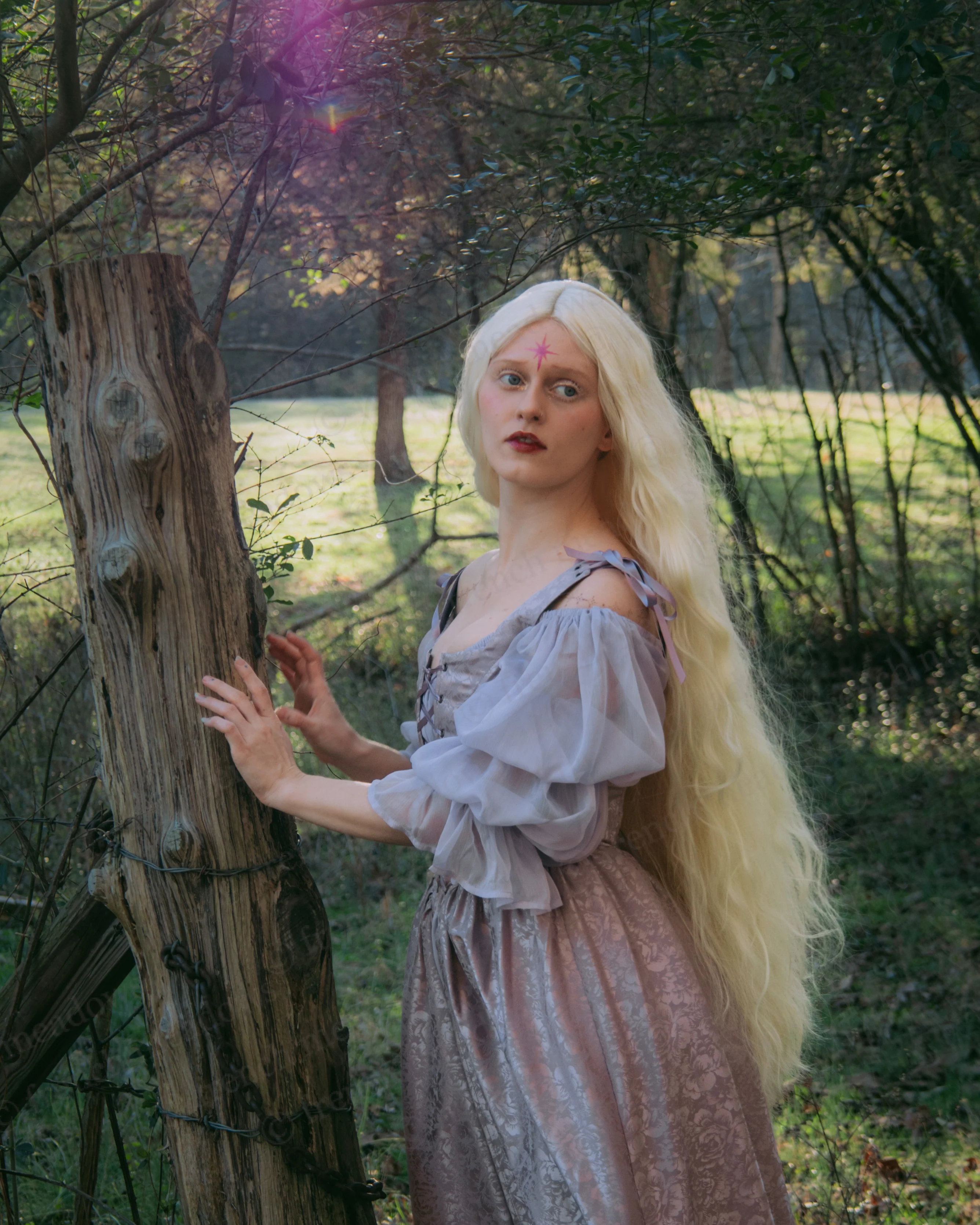 Lavender Floral Satin Corset Dress - Image 15