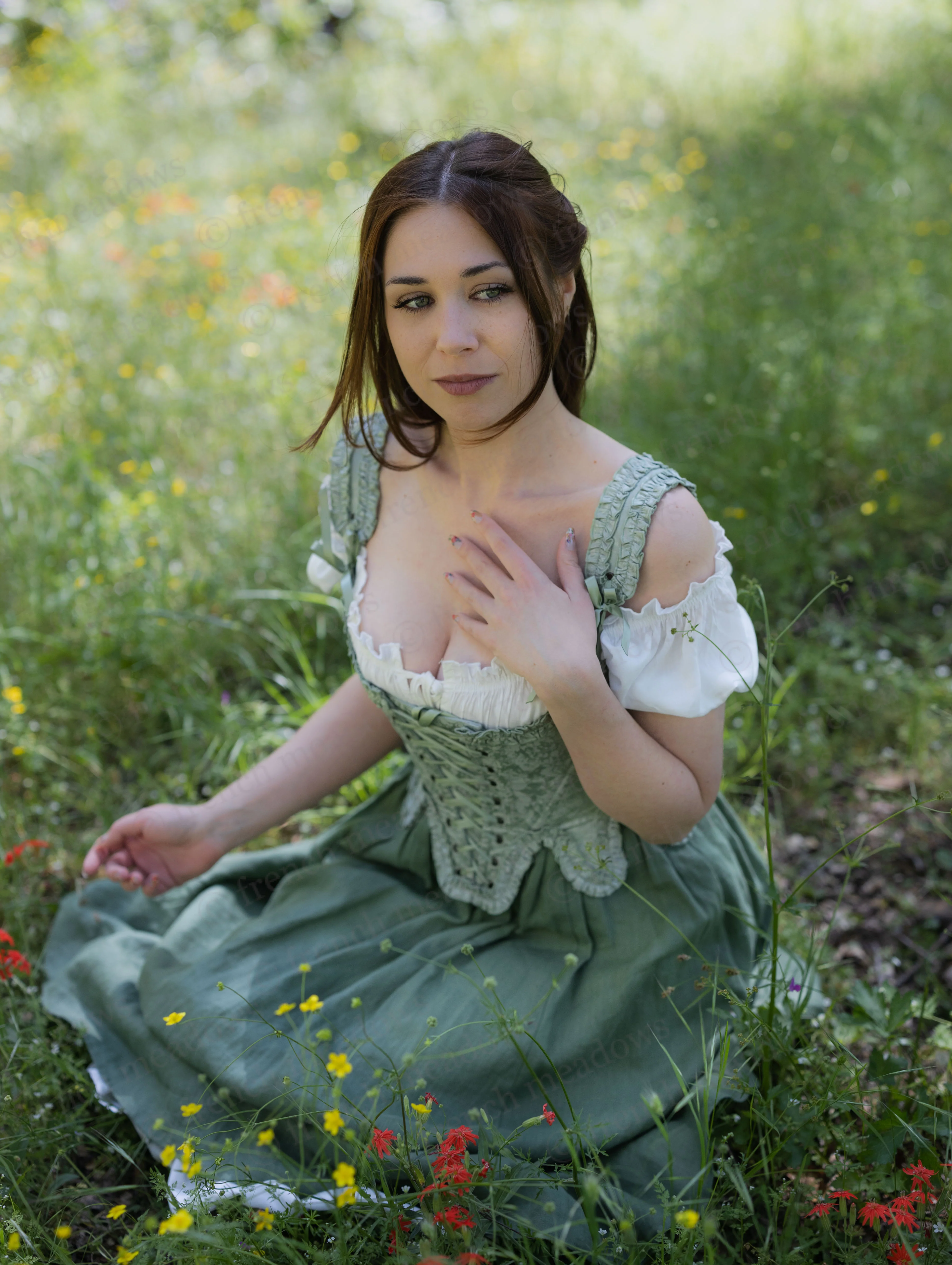 Mint Green Floral 18th Century Stays - Image 11