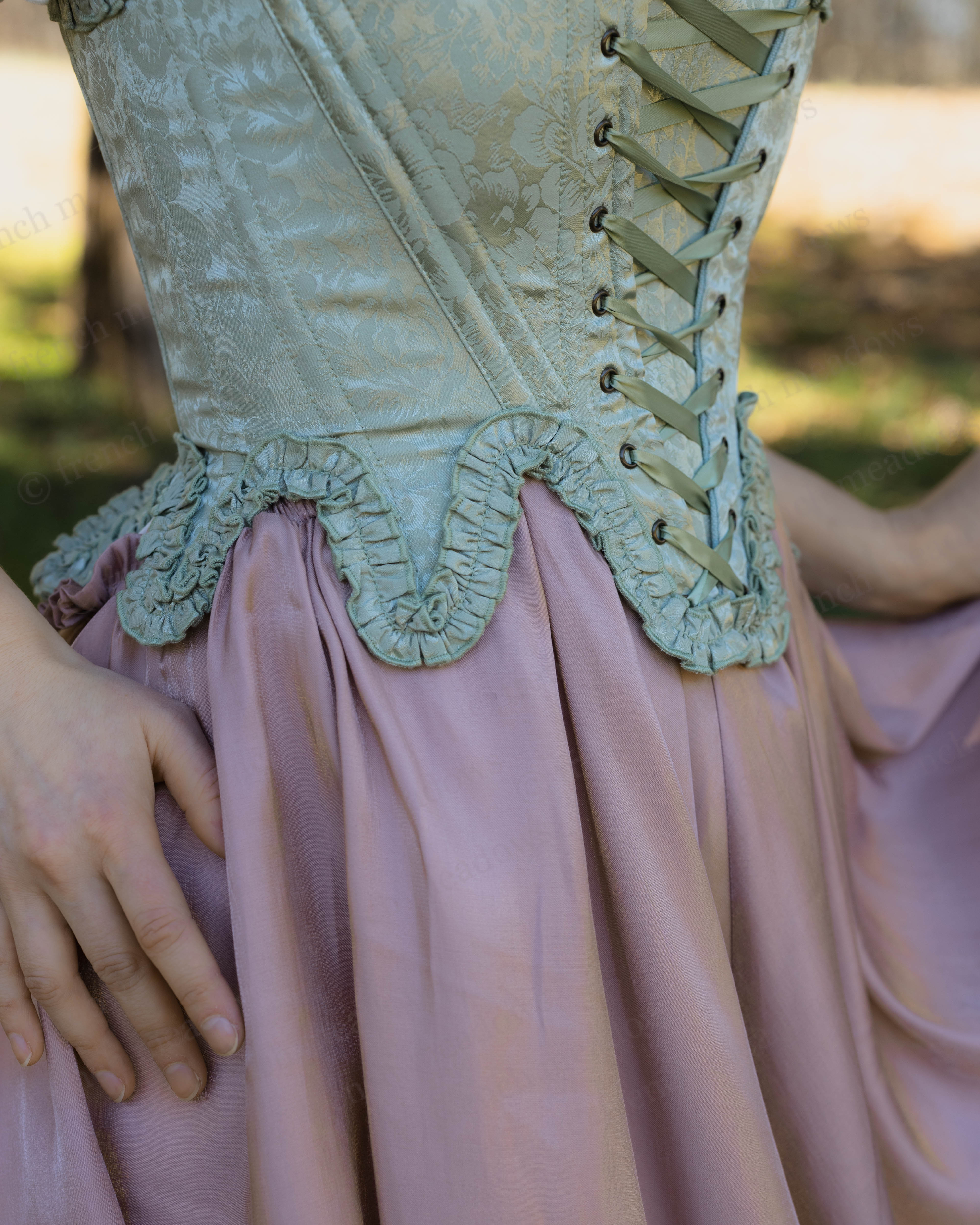 Mint Green Floral 18th Century Stays - Image 16