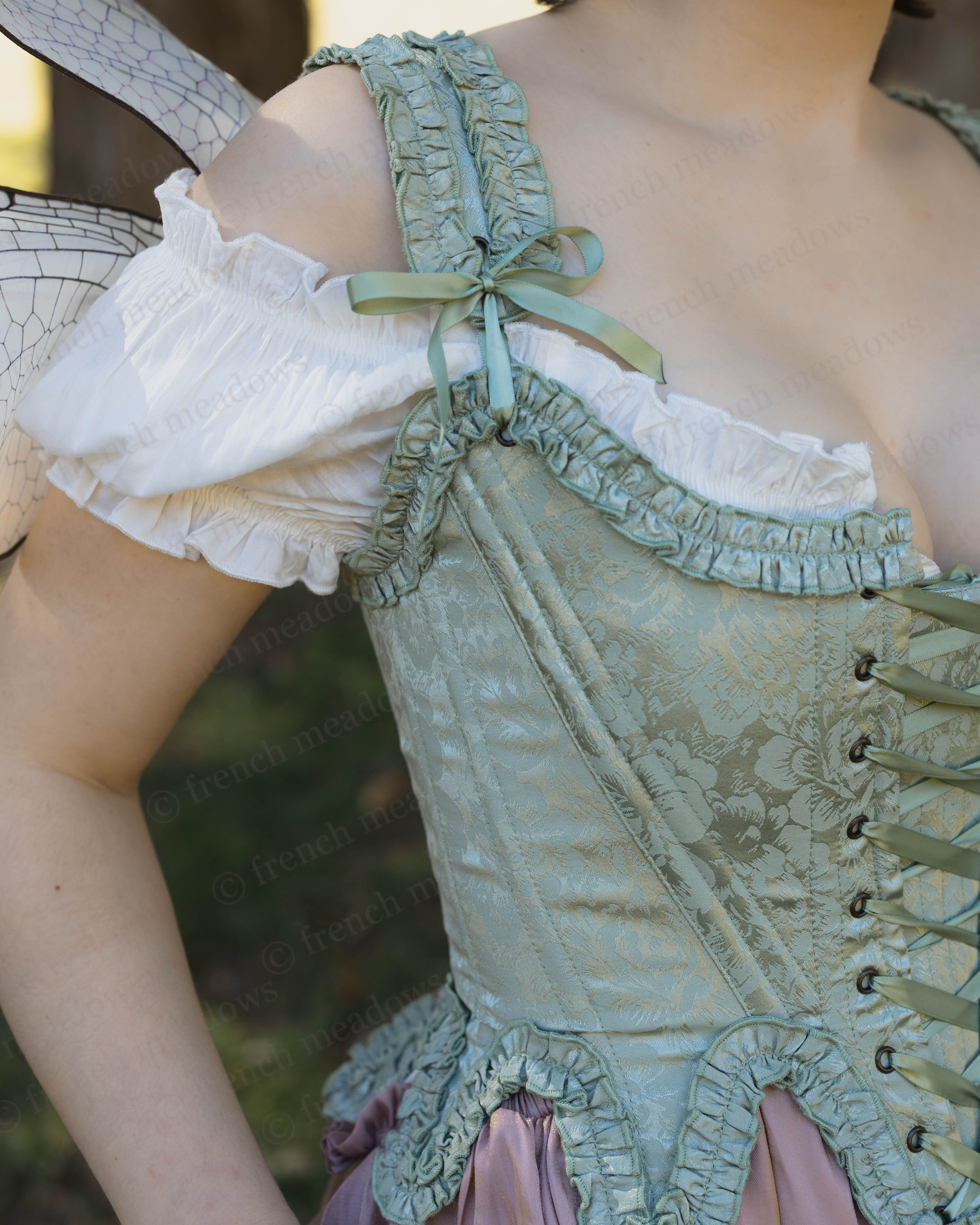 Mint Green Floral 18th Century Stays - Image 17