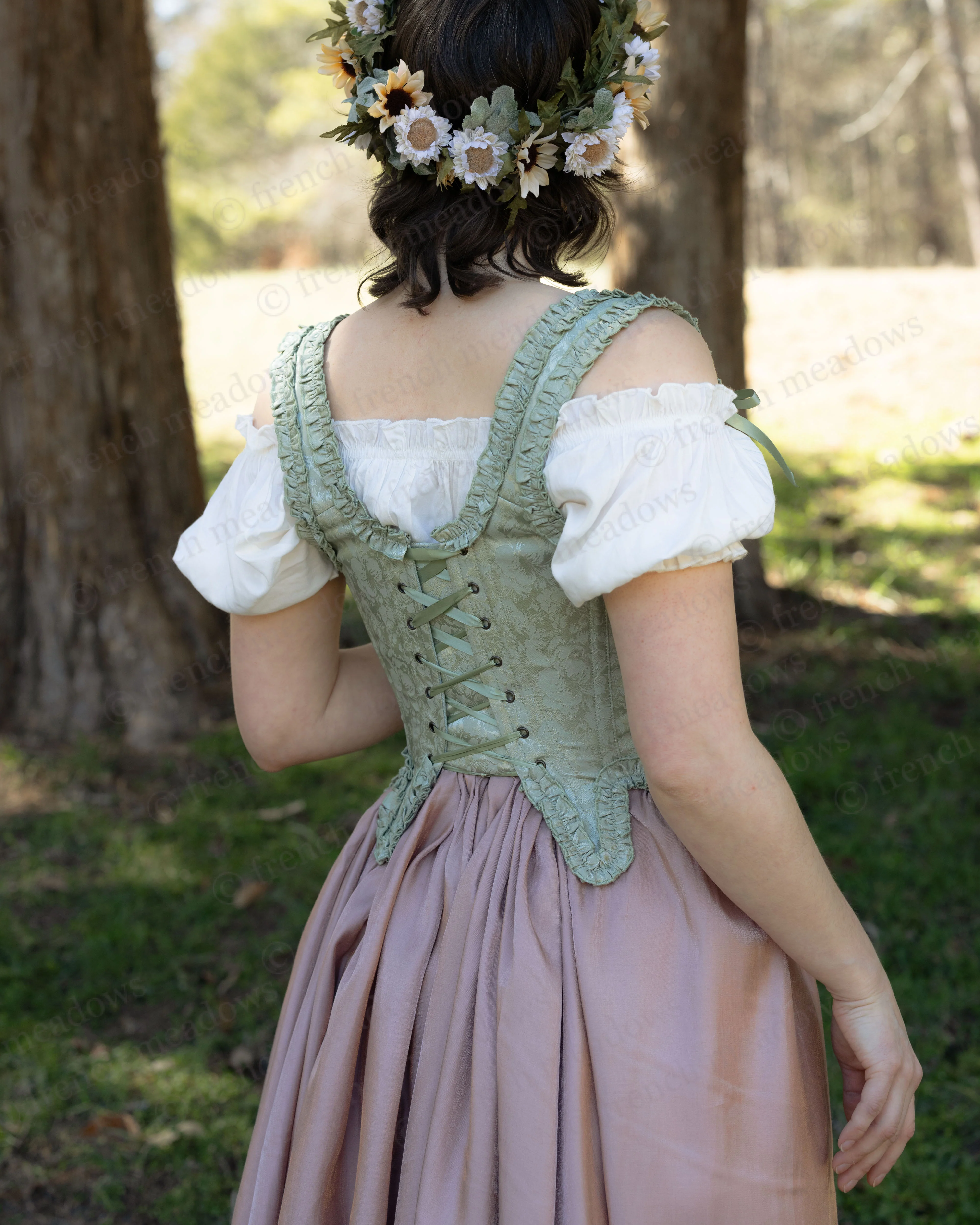 Mint Green Floral 18th Century Stays - Image 18