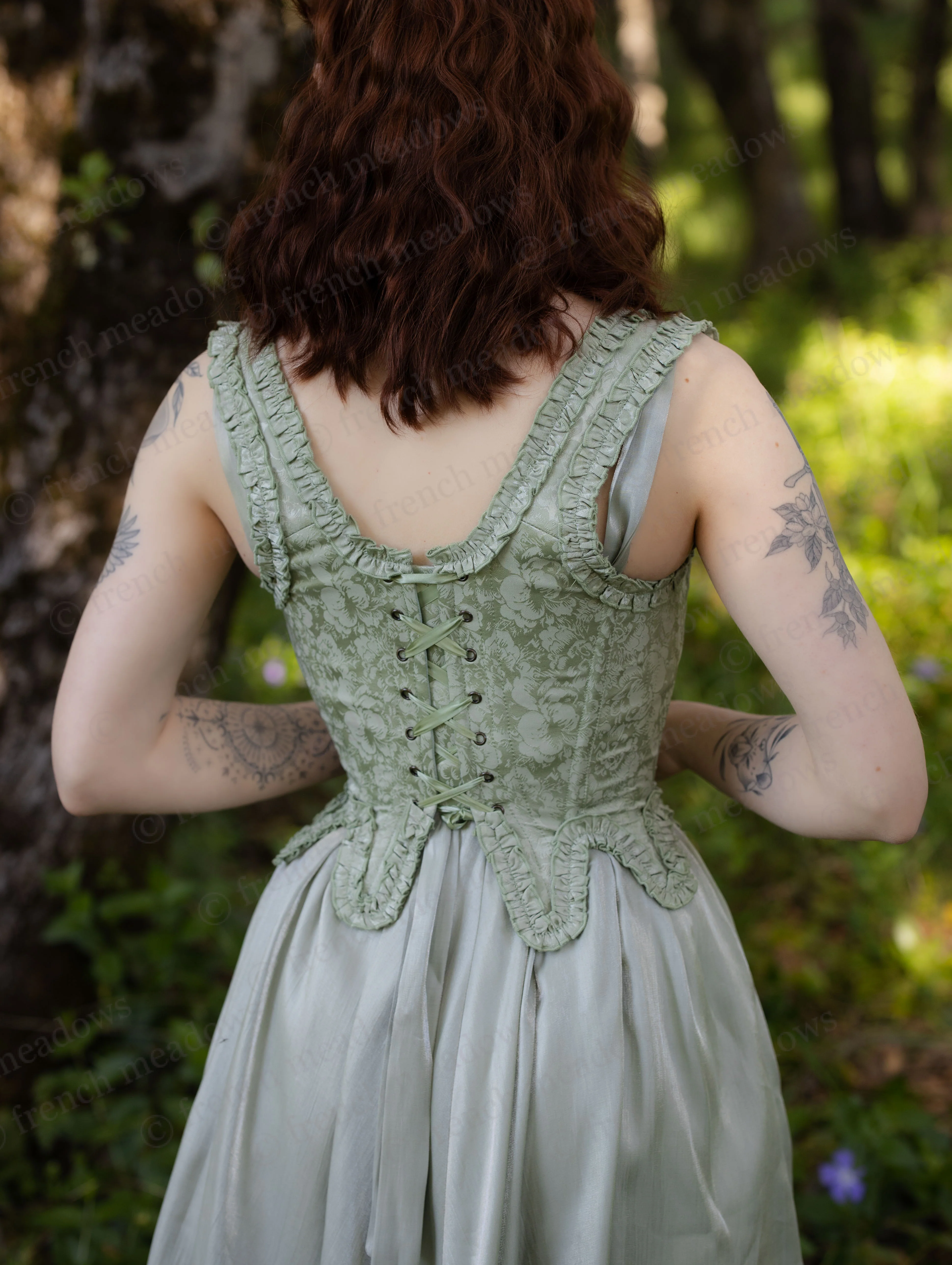 Mint Green Floral 18th Century Stays - Image 5