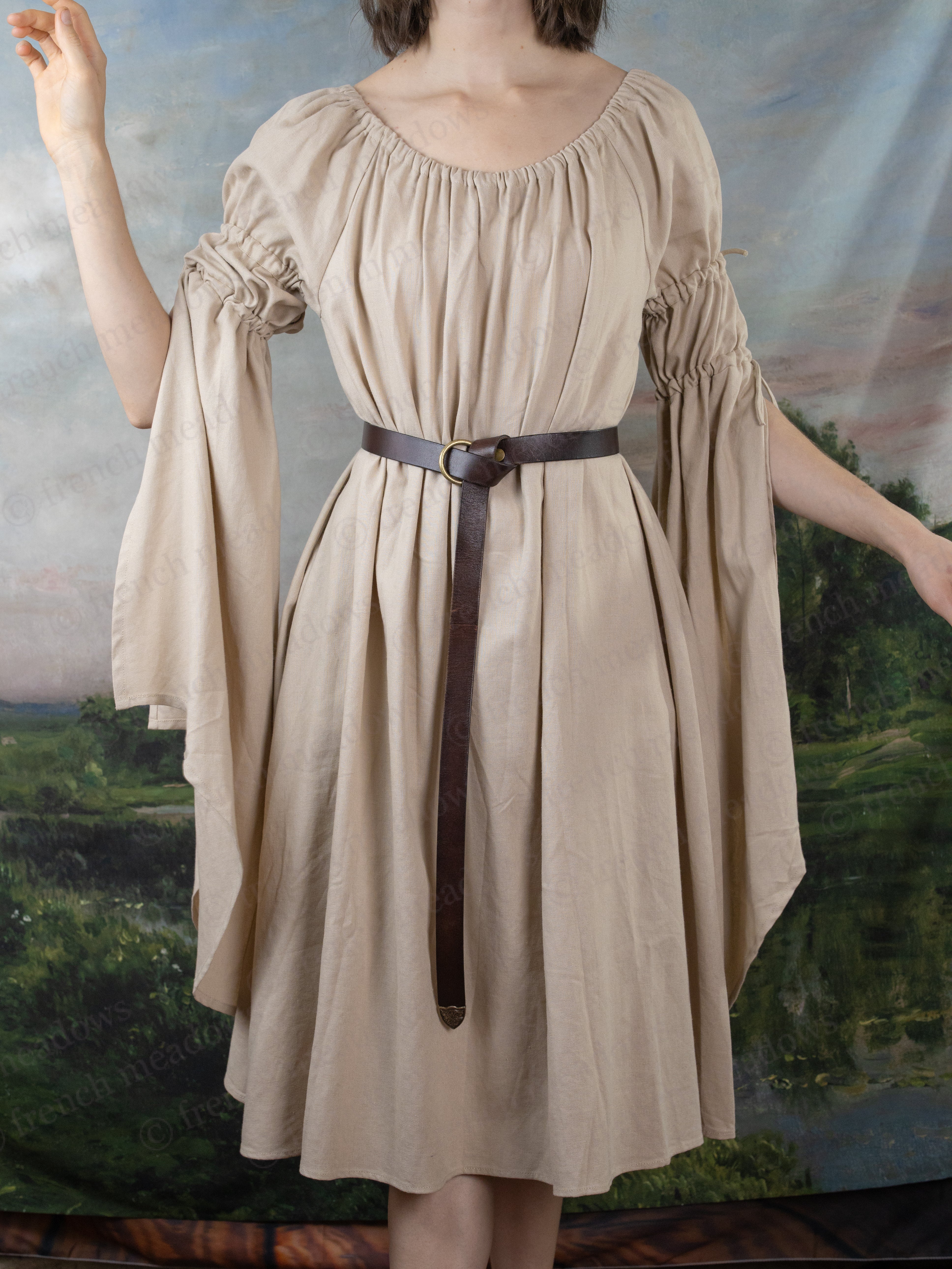 Natural Linen Bell Sleeve Chemise - Image 3