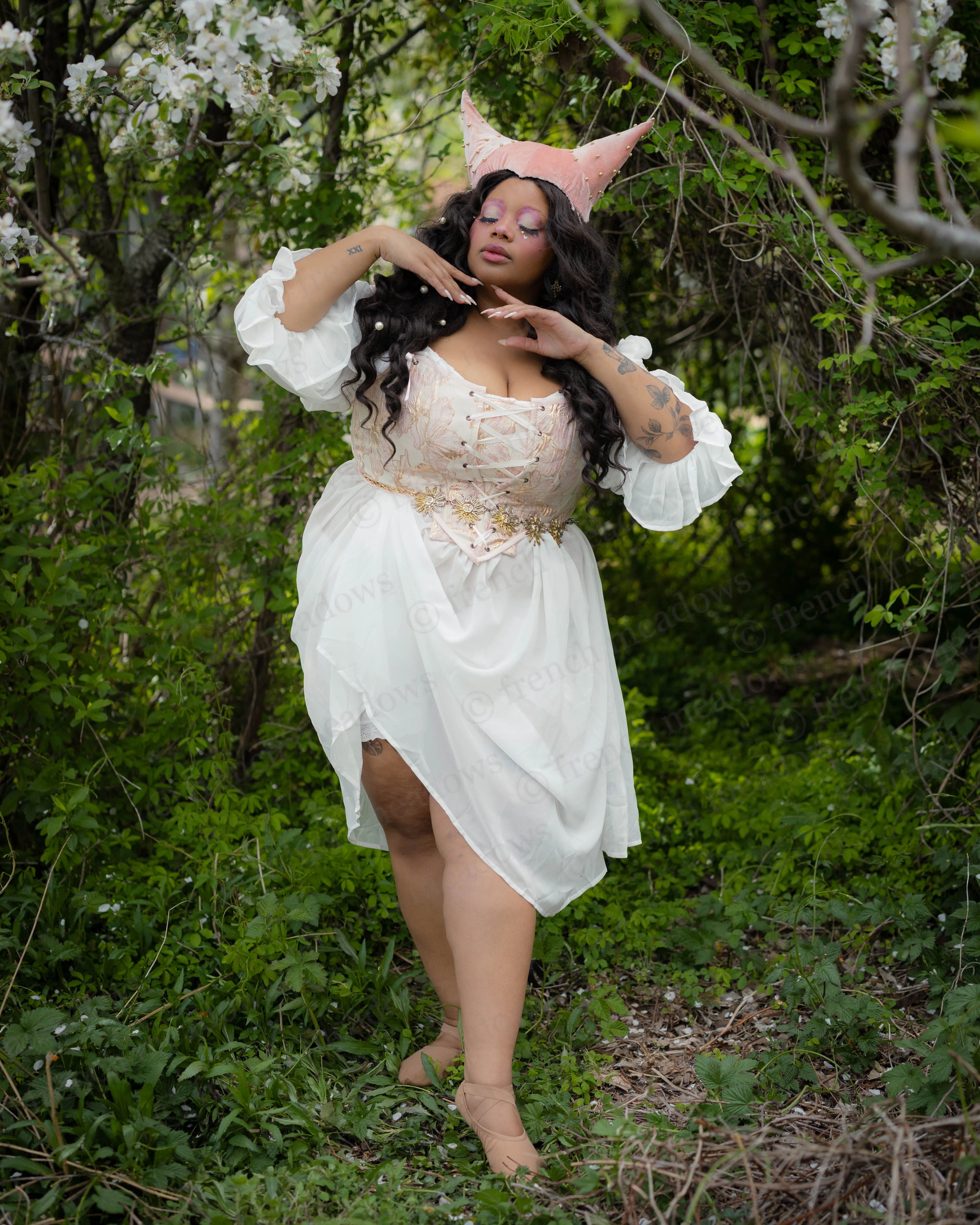 Pink and Gold Metallic Floral Corset - Image 3