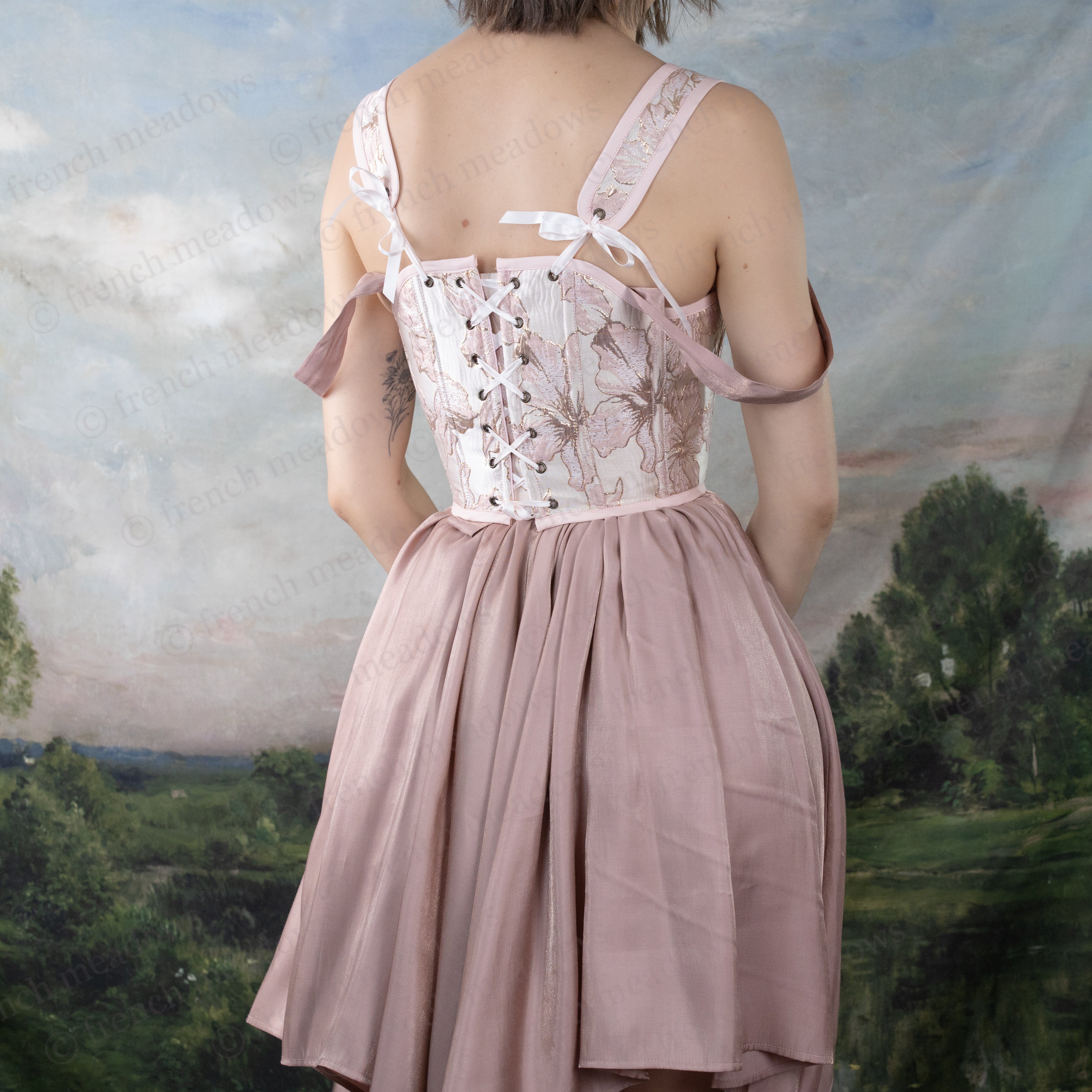 Pink and Gold Metallic Floral Corset - Image 8