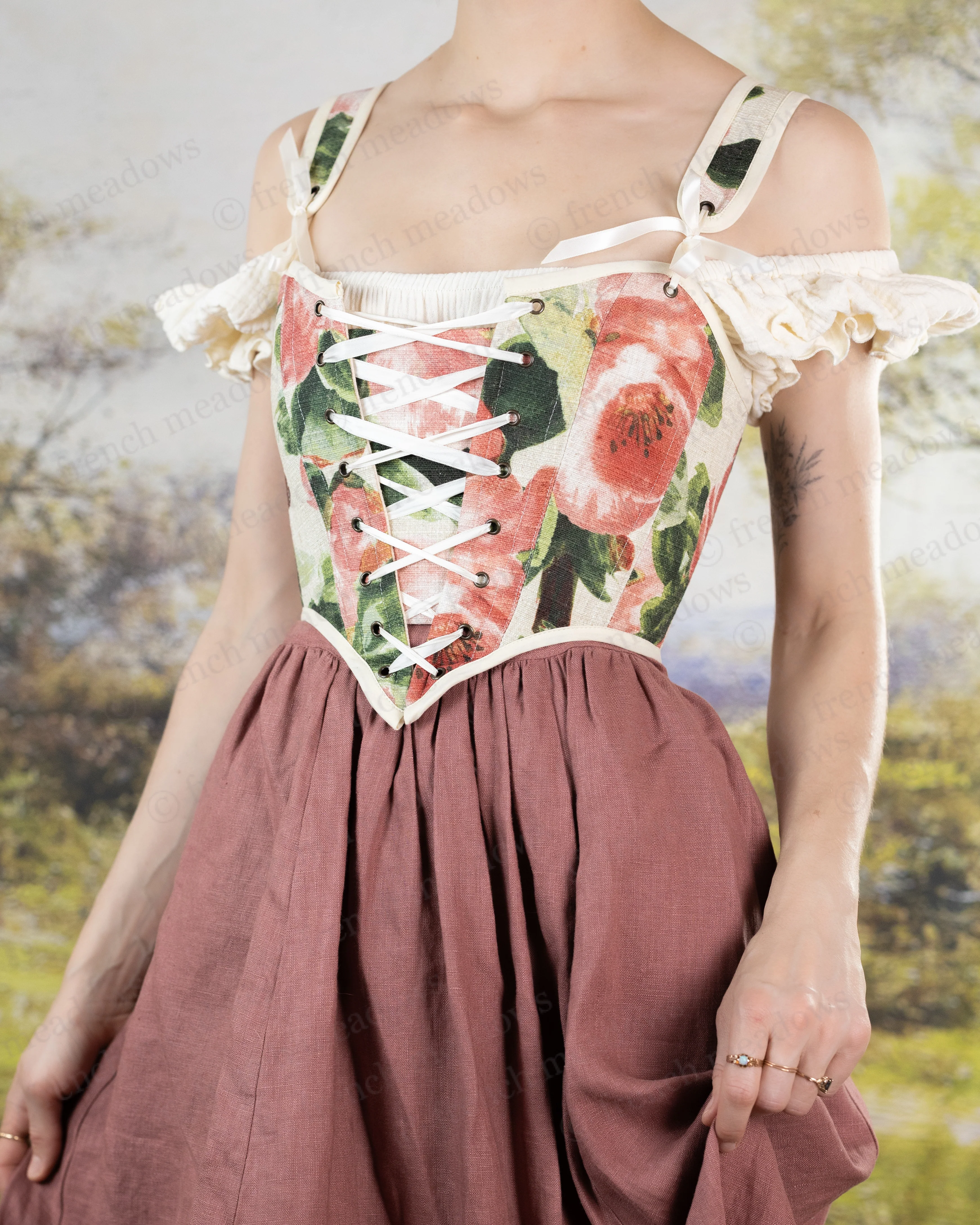 Pink Peony Floral Corset - Image 3