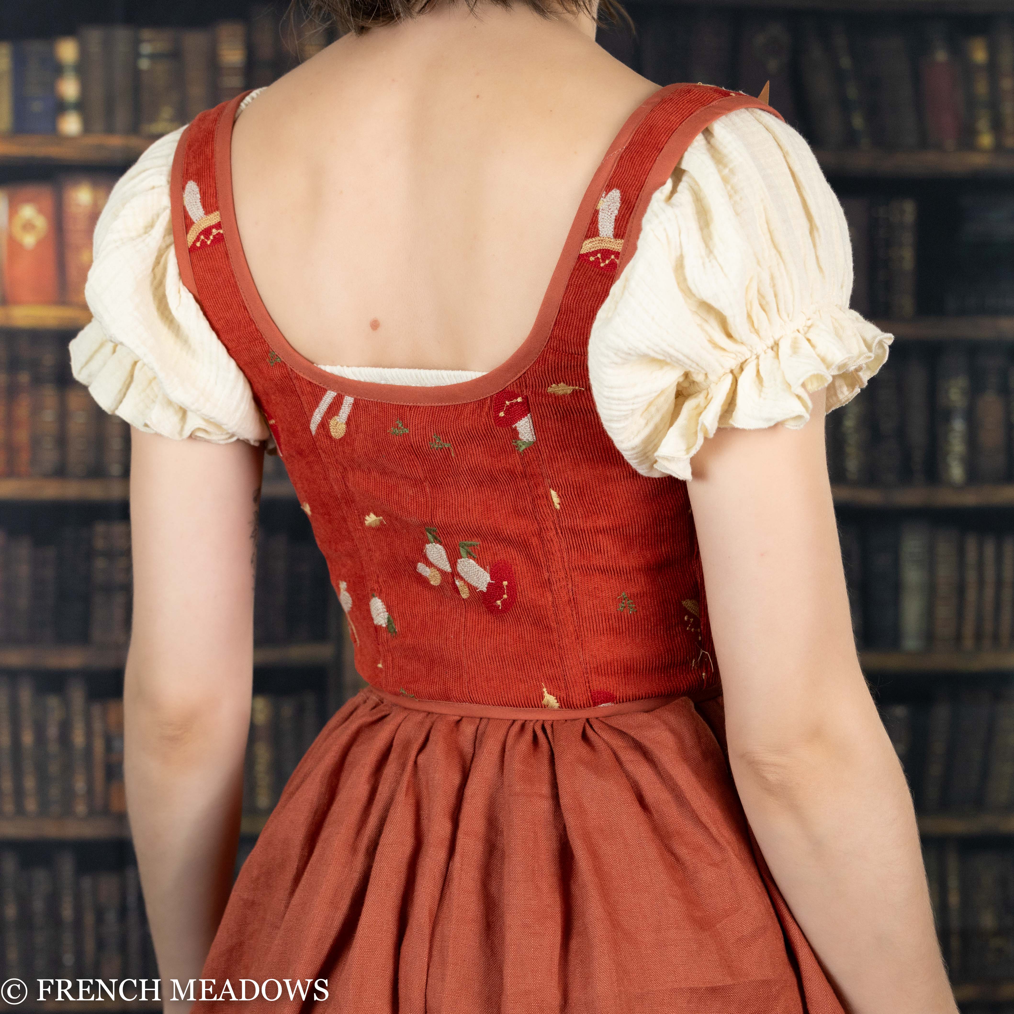 Handmade Embroidered Mushroom Renaissance Bodice - Image 3