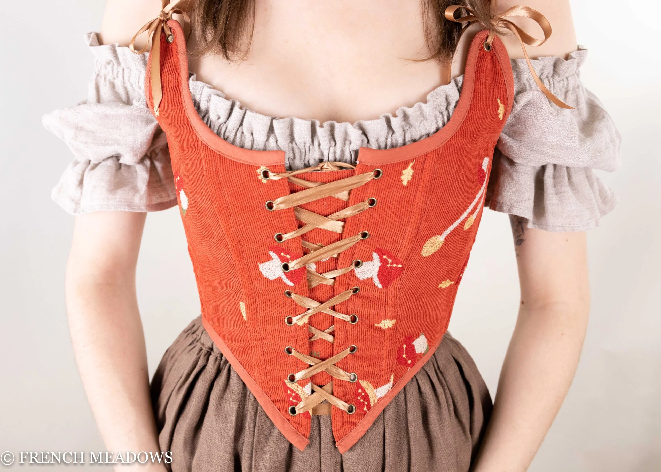 Handmade Embroidered Mushroom Renaissance Bodice - Image 4
