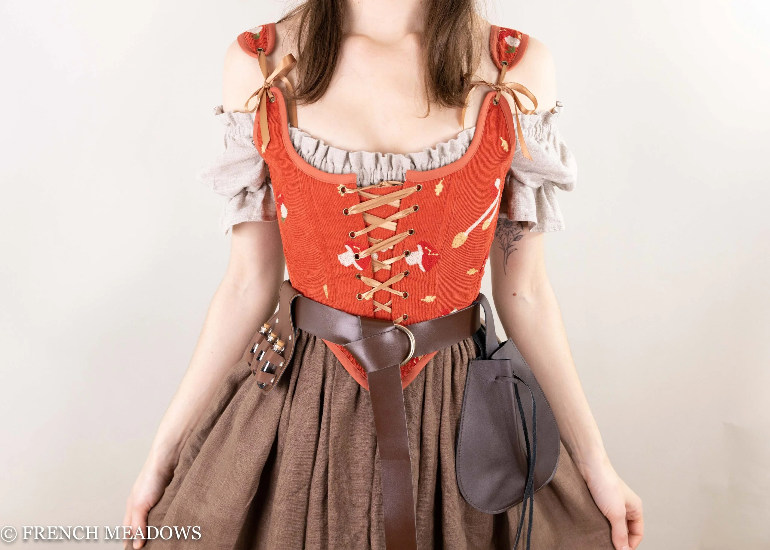 Handmade Embroidered Mushroom Renaissance Bodice - Image 5