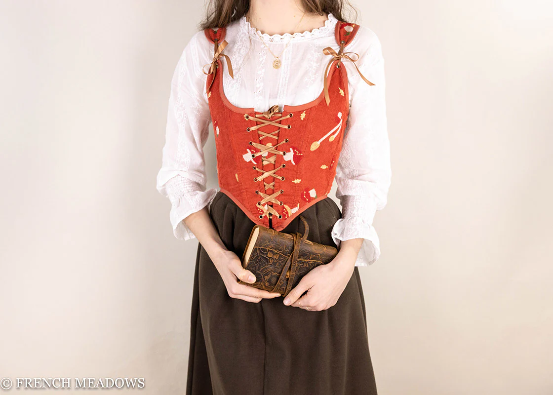 Handmade Embroidered Mushroom Renaissance Bodice - Image 6