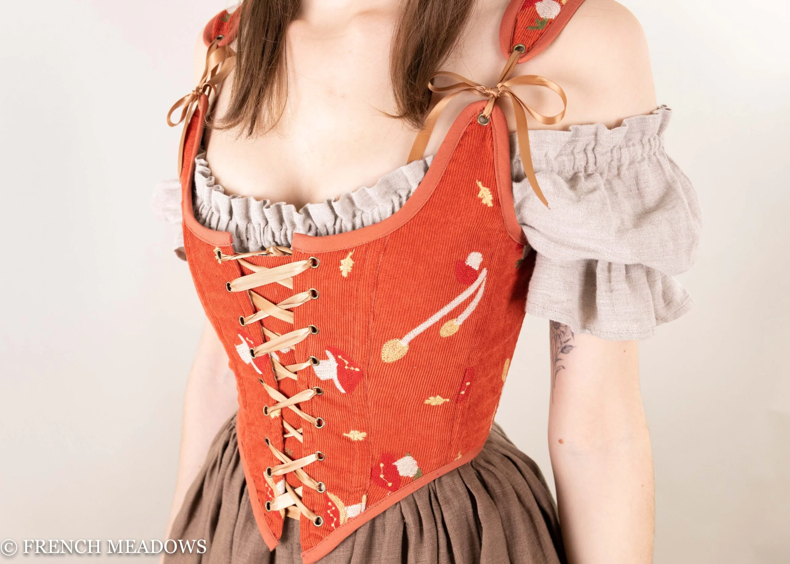 Handmade Embroidered Mushroom Renaissance Bodice - Image 7