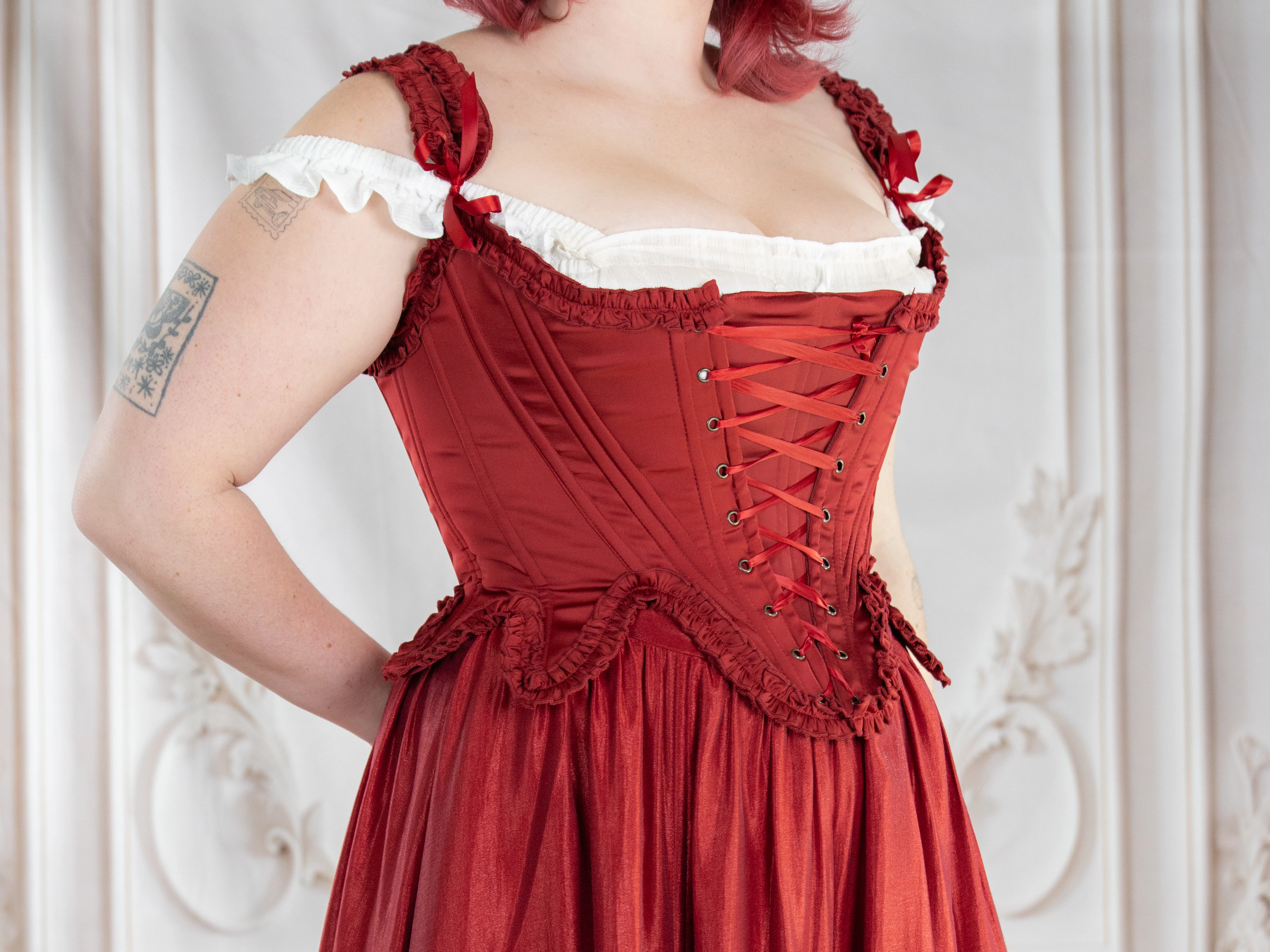 Red Satin 18th Century Stays - Image 10