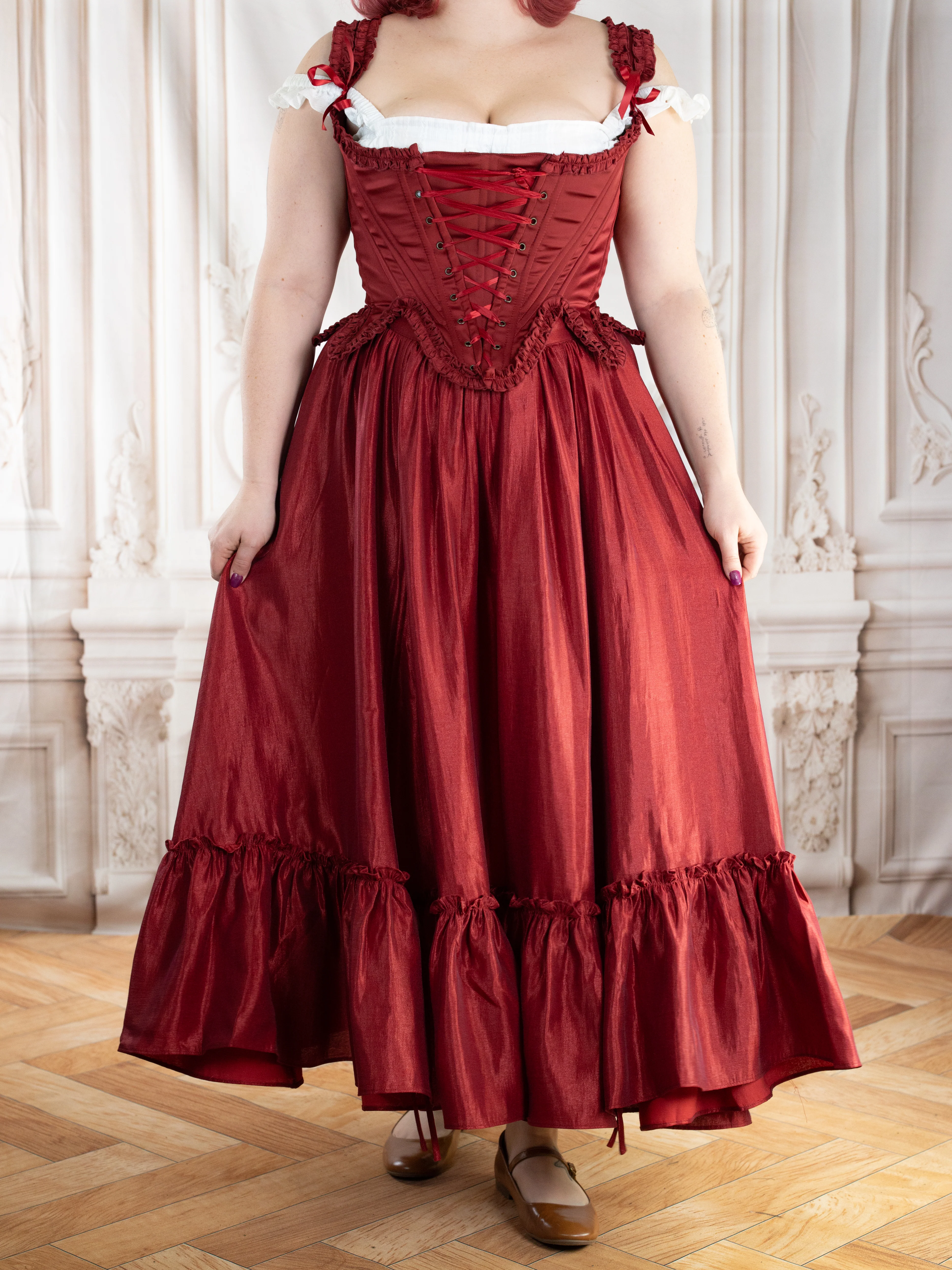 Red Satin 18th Century Stays - Image 12