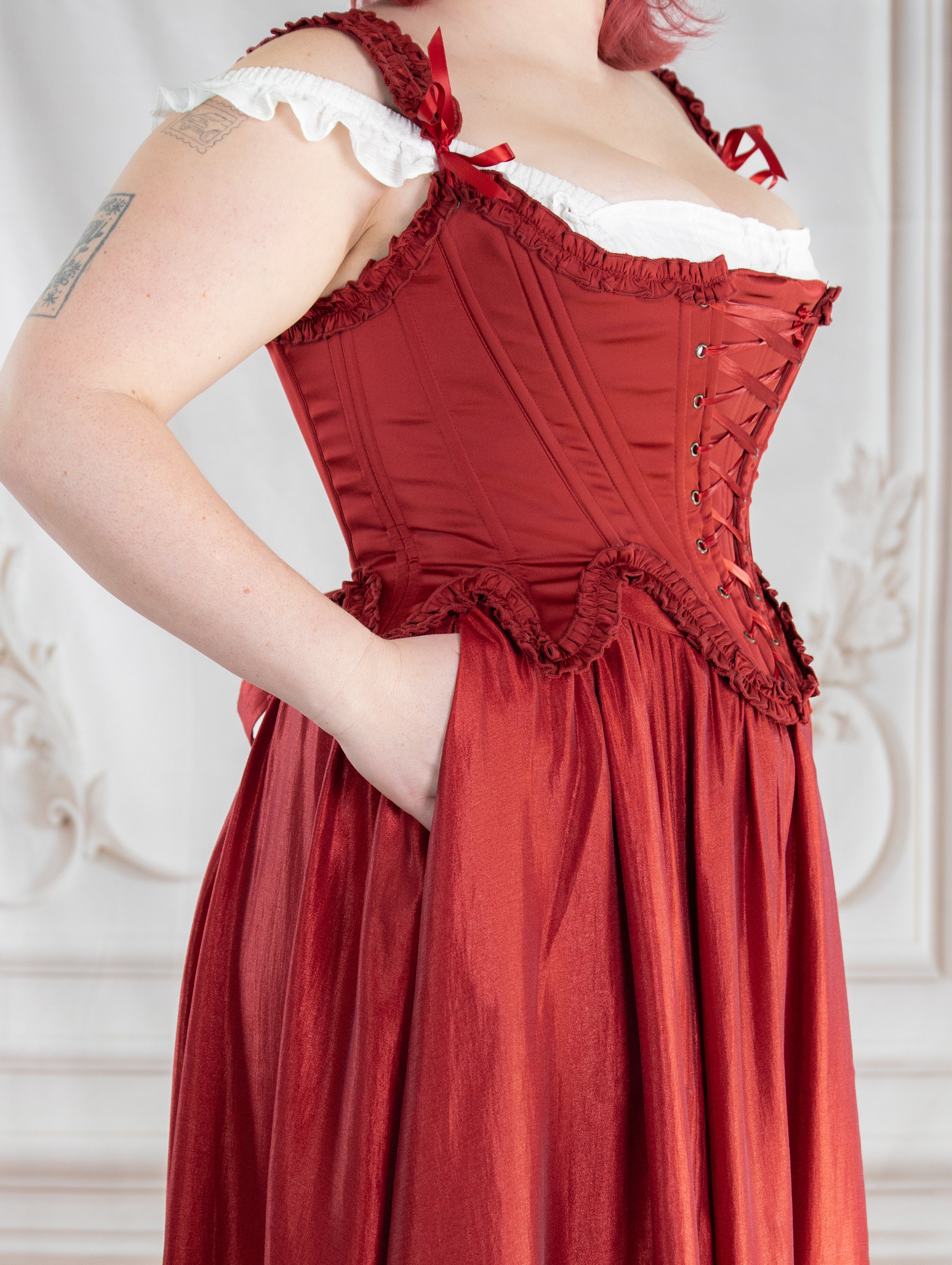 Red Satin 18th Century Stays - Image 9