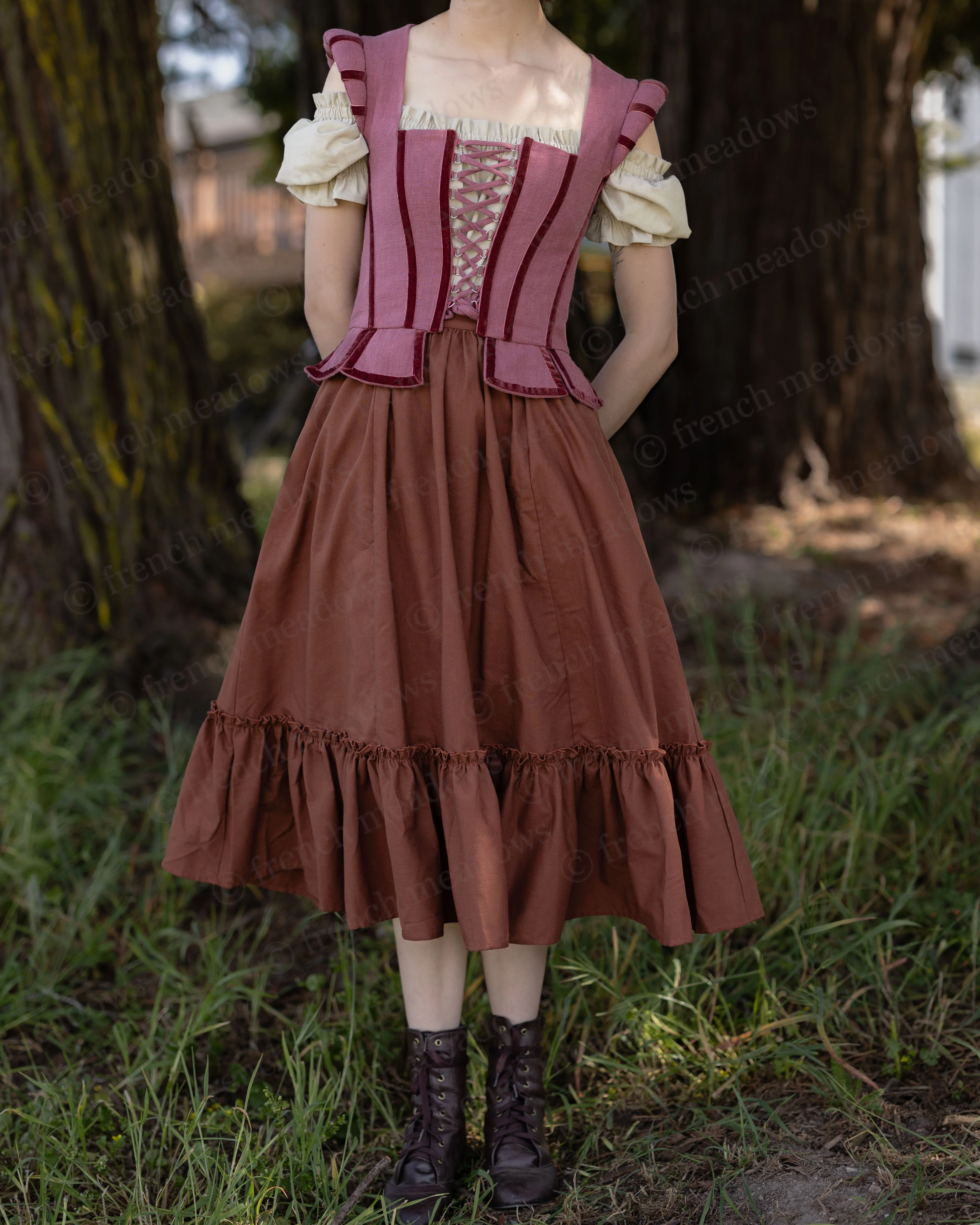 Rust Linen Midi Skirt - Image 11