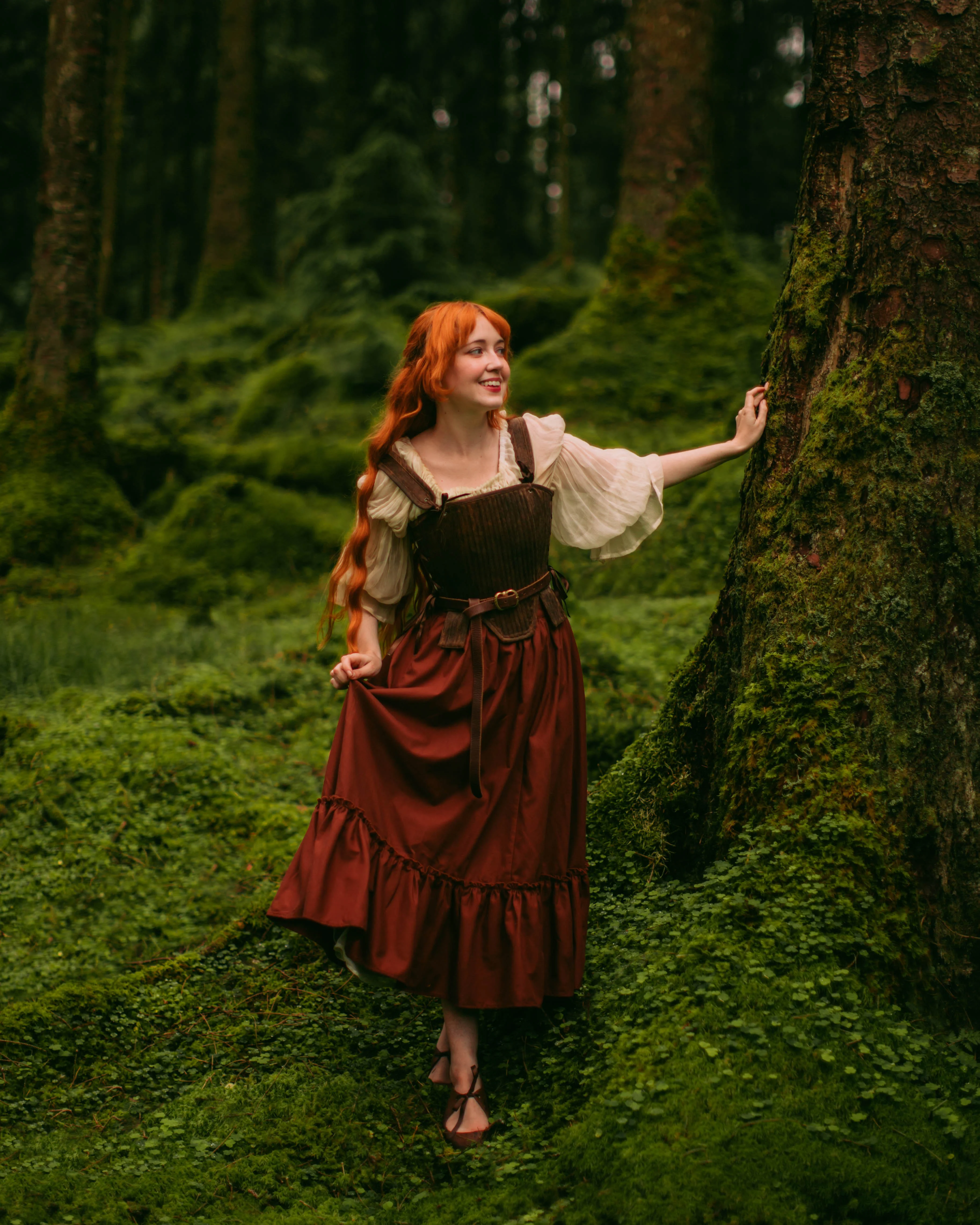 Rust Linen Midi Skirt - Image 3