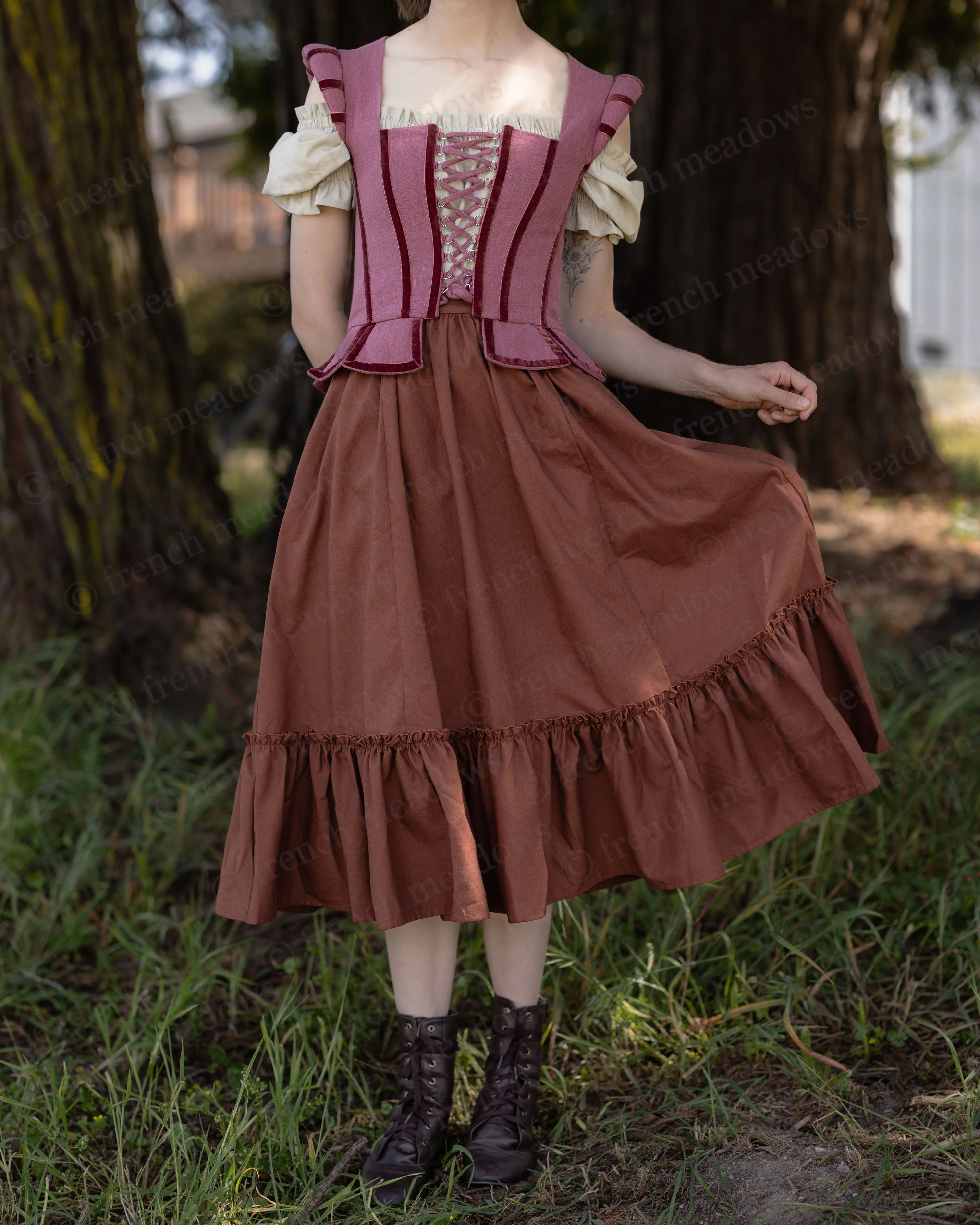 Rust Linen Midi Skirt - Image 5