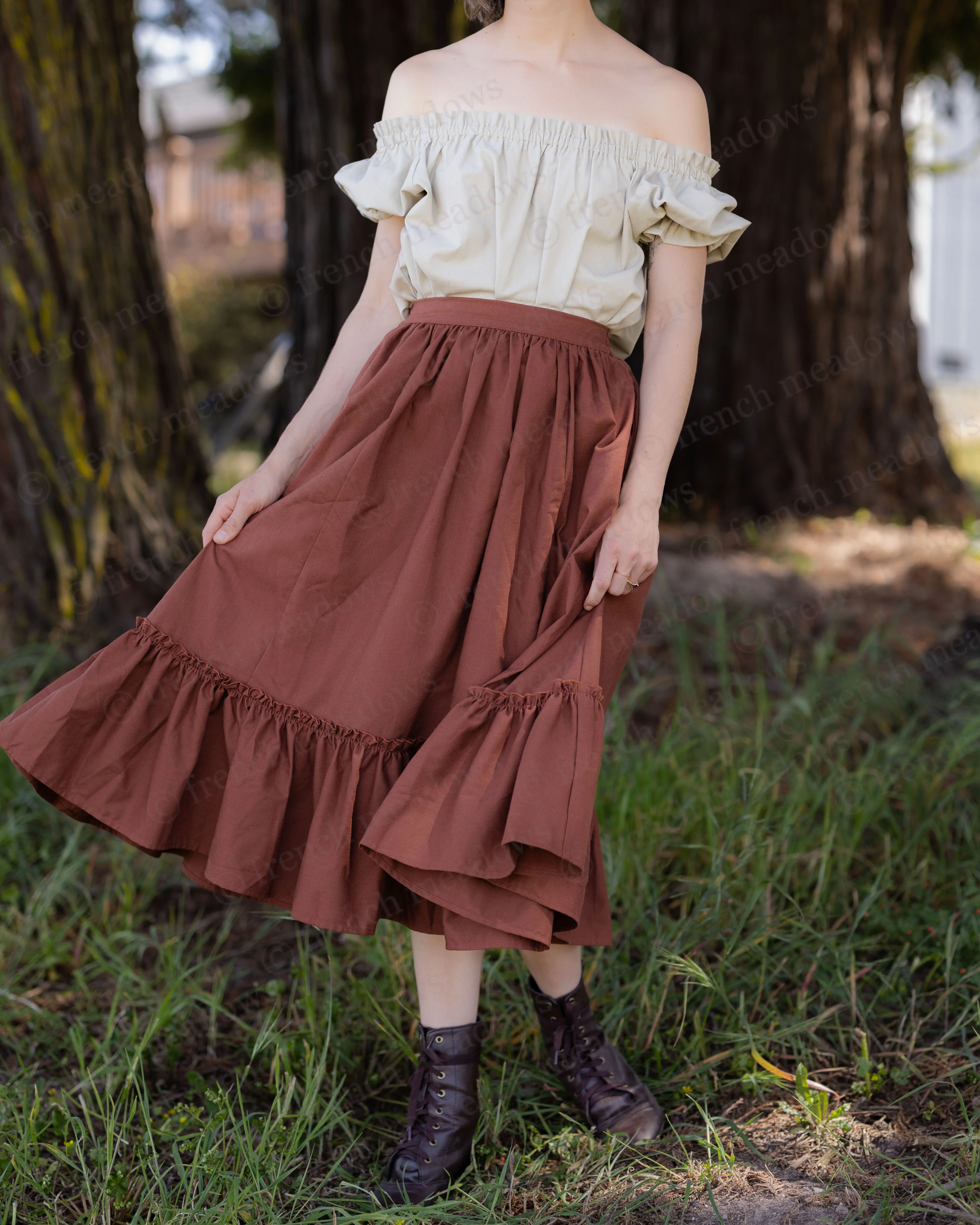 Rust Linen Midi Skirt - Image 8
