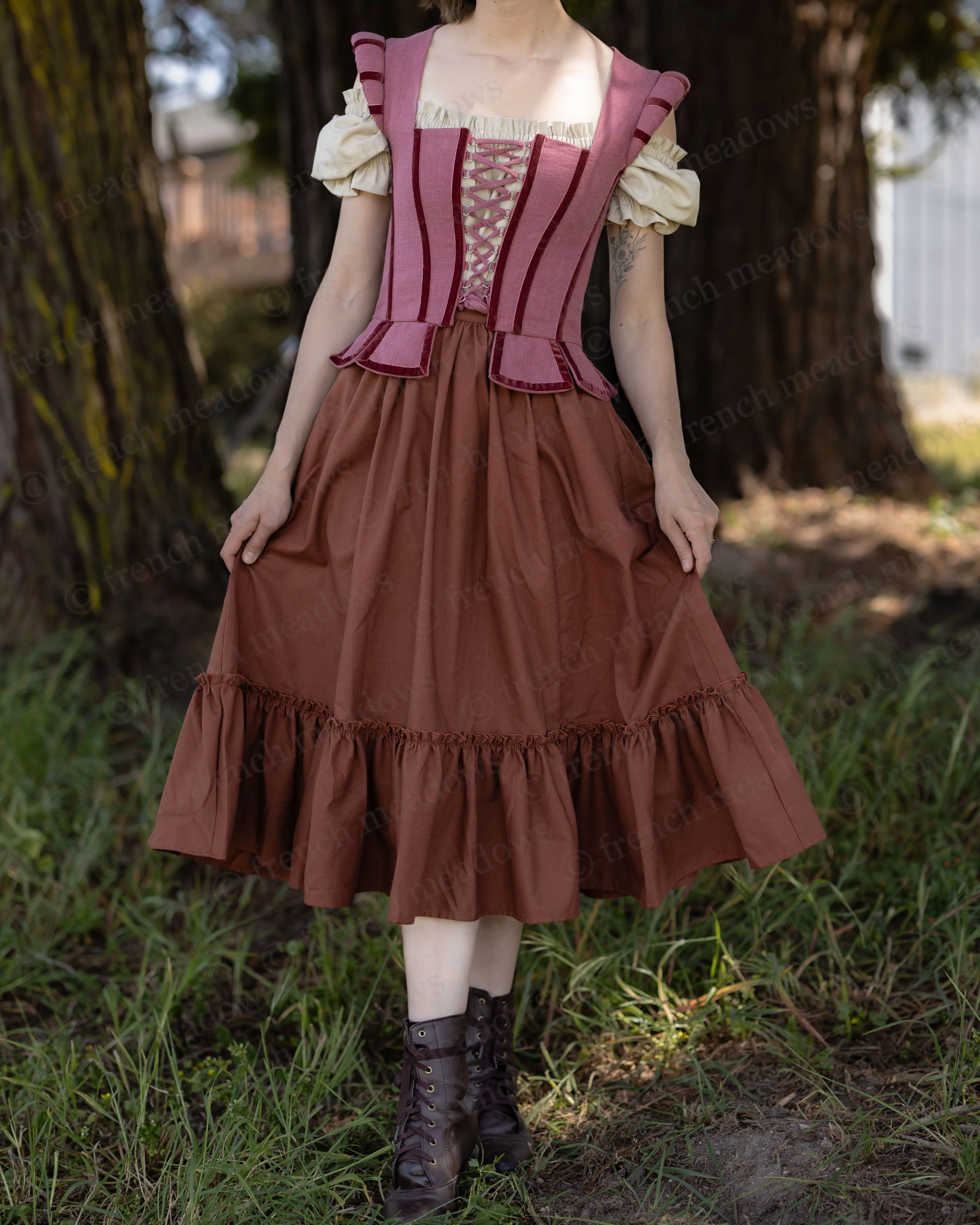 Rust Linen Midi Skirt - Image 9