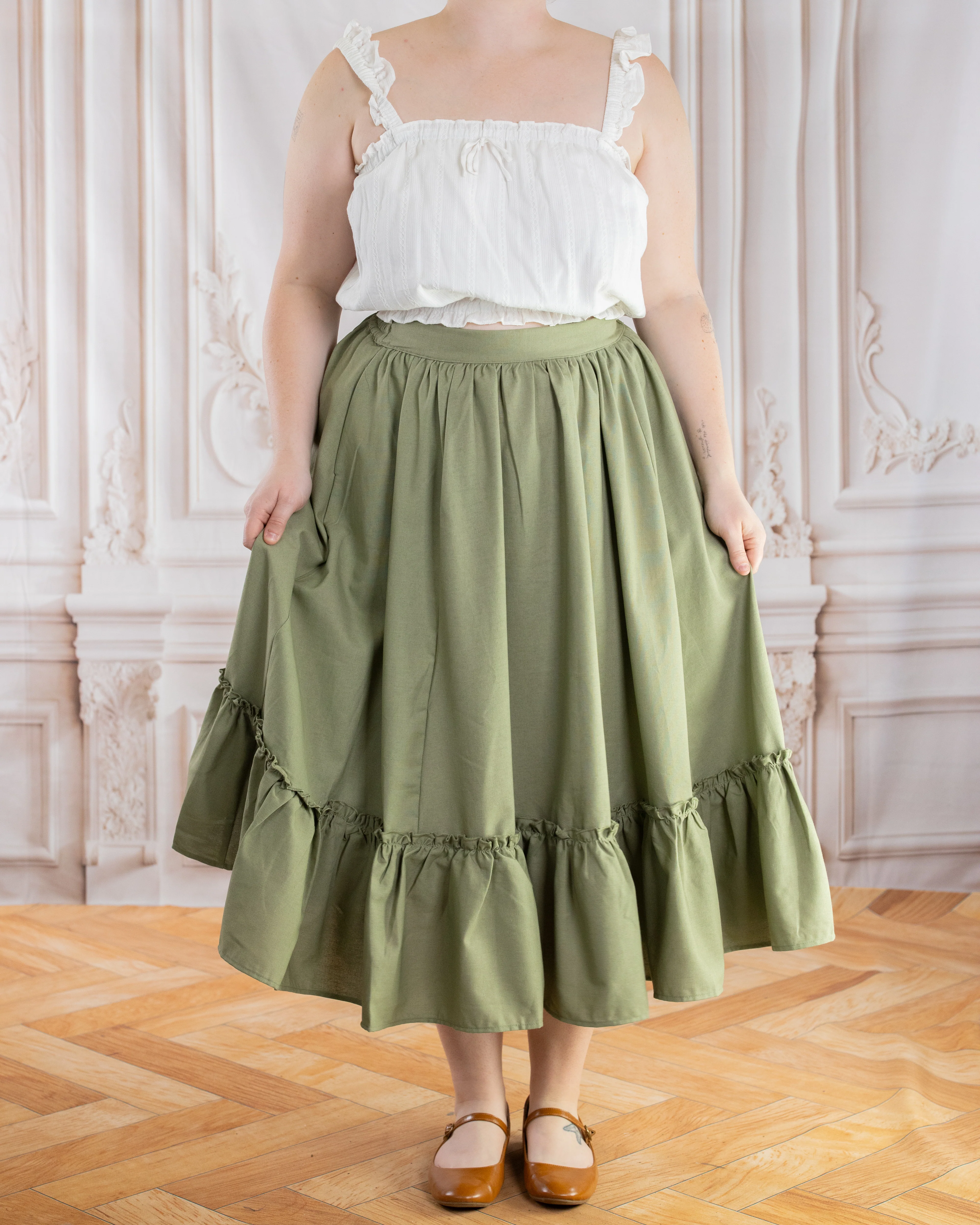 Sage Linen Ruffle Skirt - Image 3