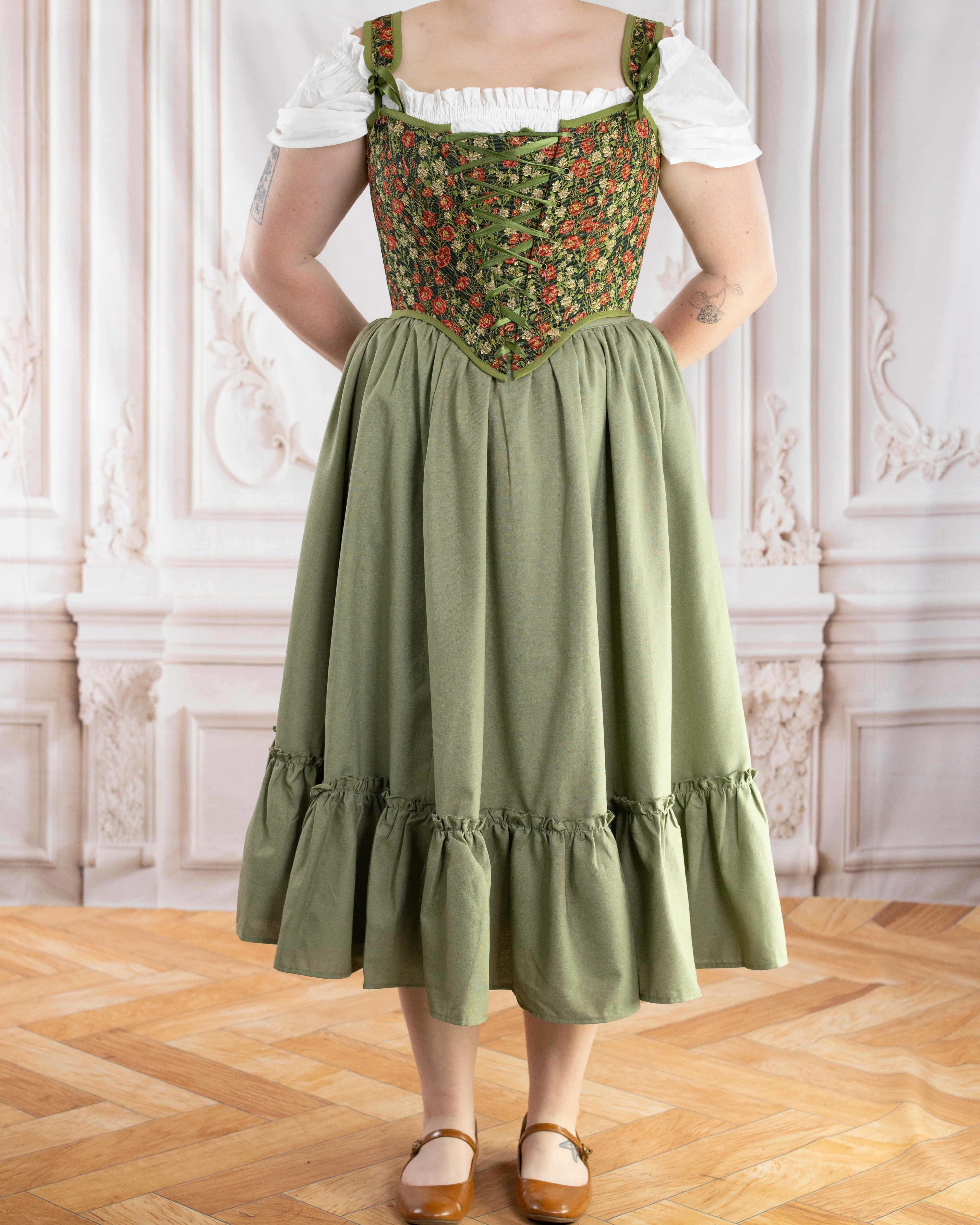 Sage Linen Ruffle Skirt - Image 4