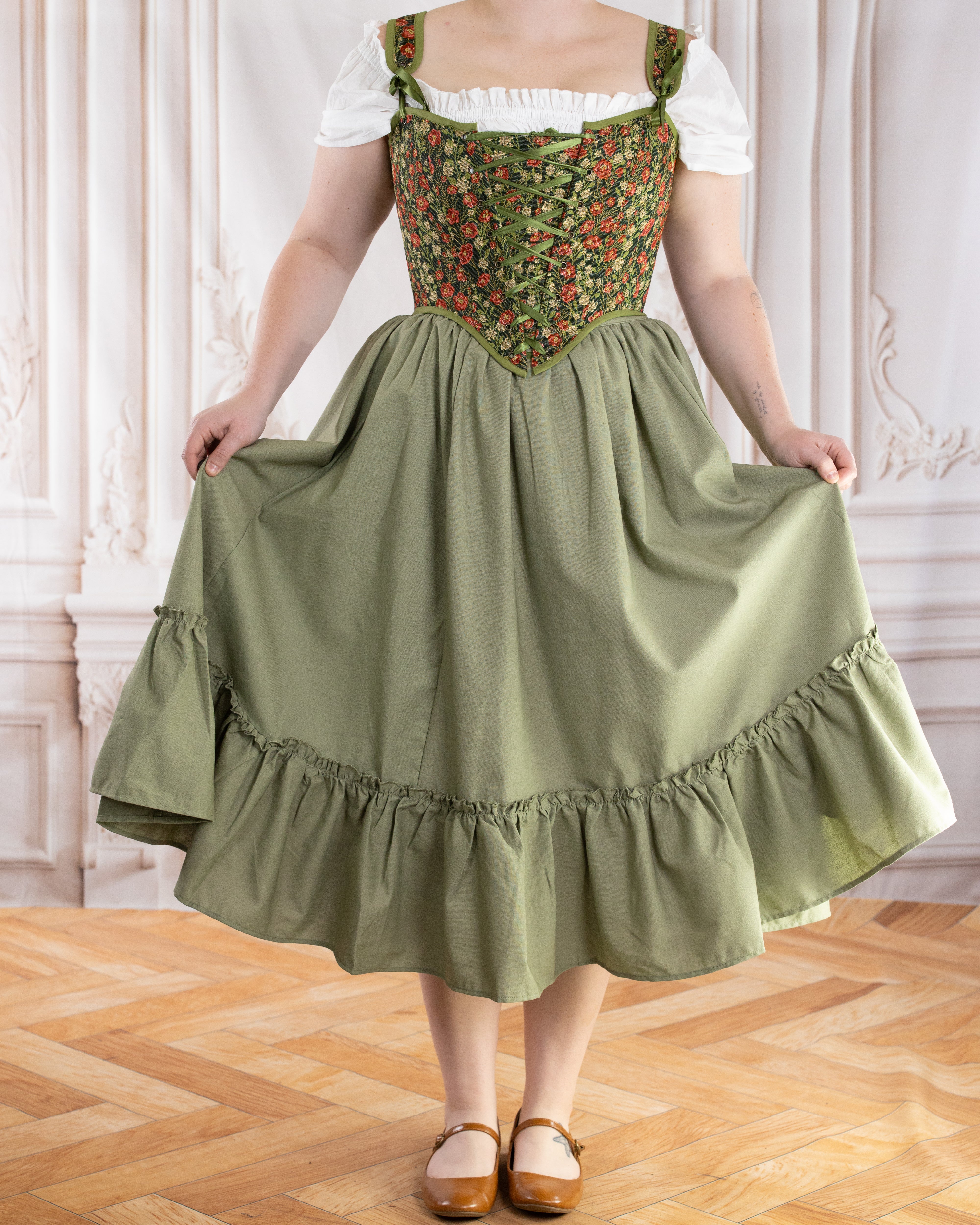 Sage Linen Ruffle Skirt - Image 5
